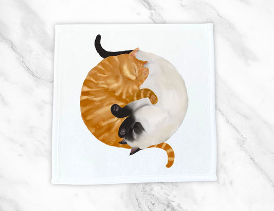 Orange Tabby and Siamese Cats Sleeping Washcloth - MerikaArt