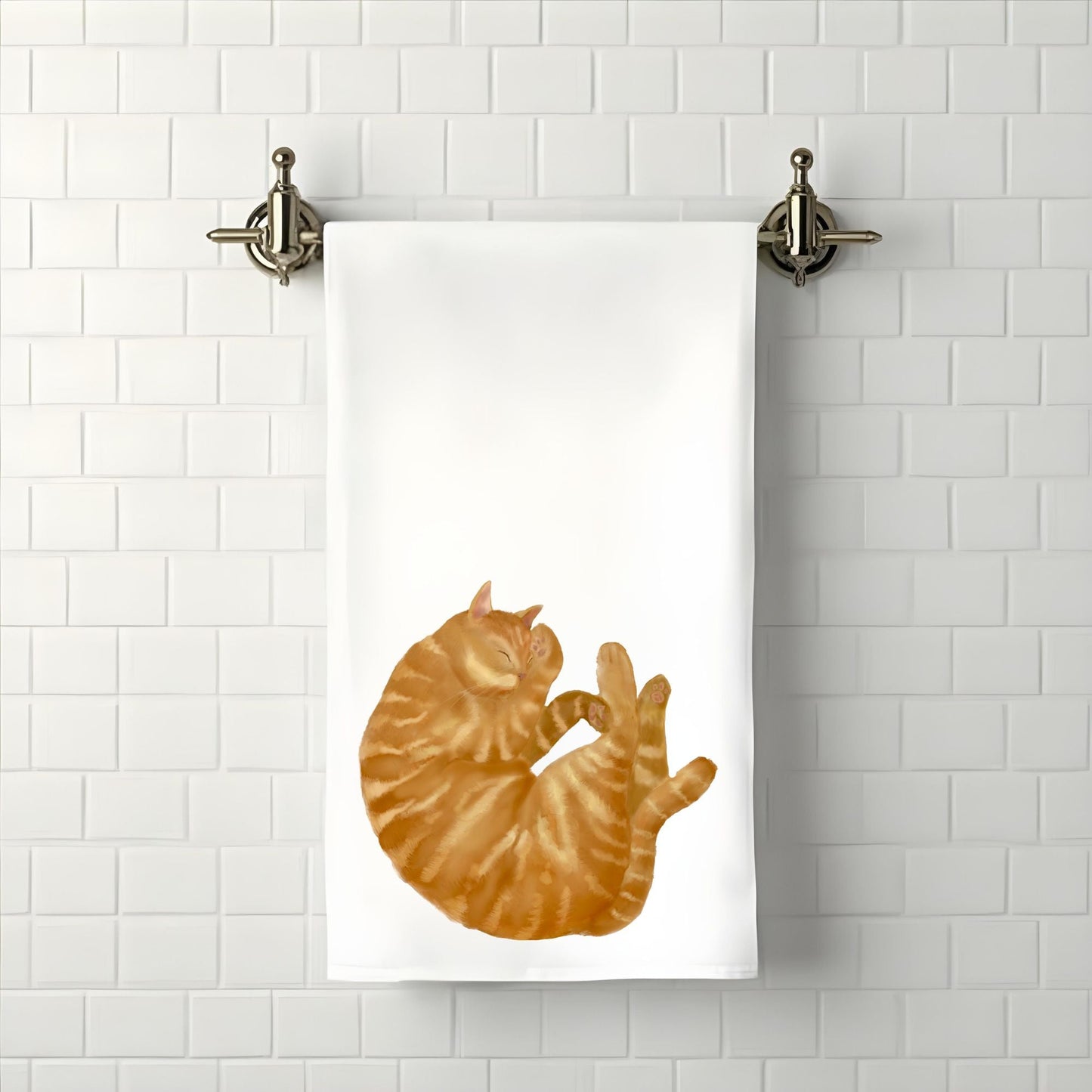 Orange Tabby Cat Bathroom Towel - MerikaArt