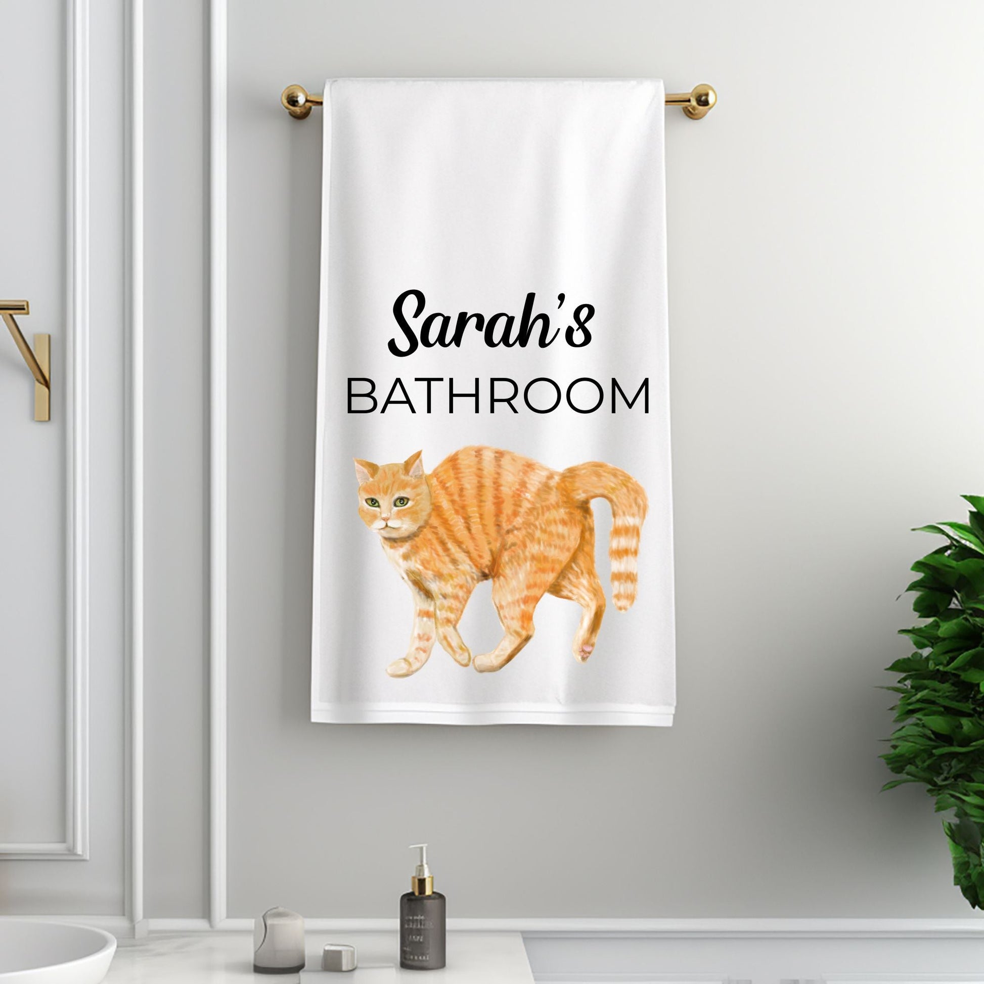 Orange Tabby Cat Bathroom Towel - MerikaArt