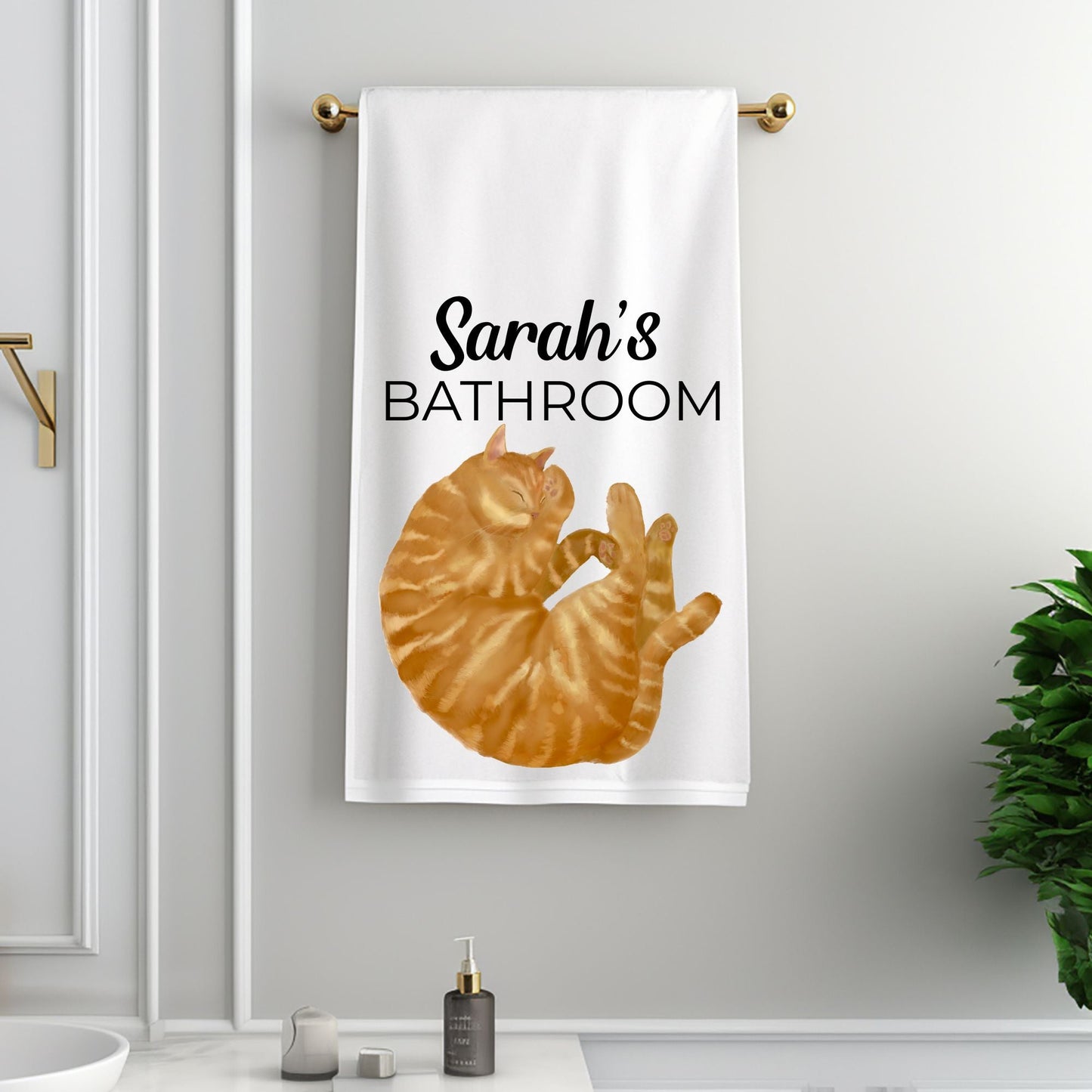 Orange Tabby Cat Bathroom Towel - MerikaArt