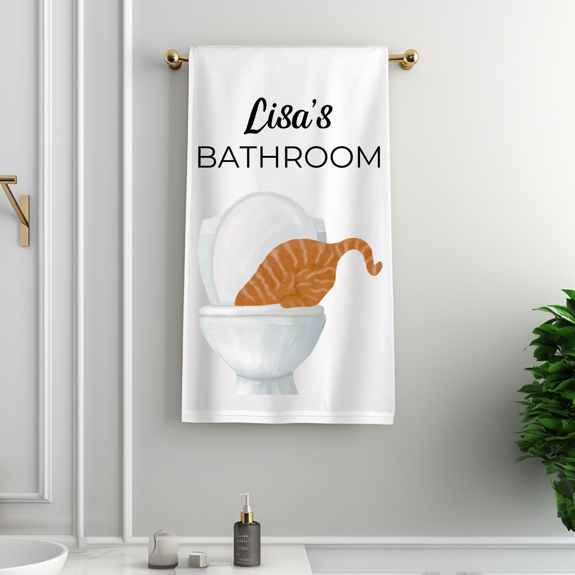 Orange Tabby Cat Bathroom Towel - MerikaArt