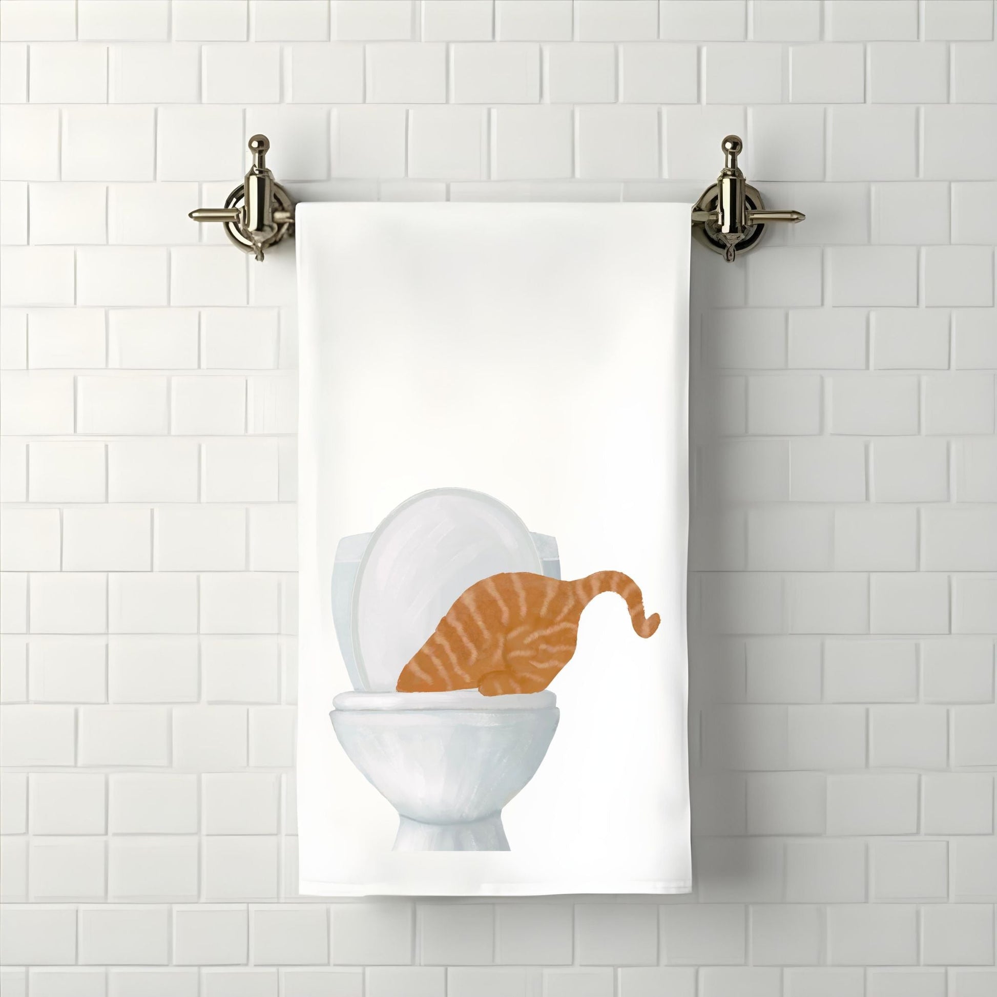 Orange Tabby Cat Bathroom Towel - MerikaArt