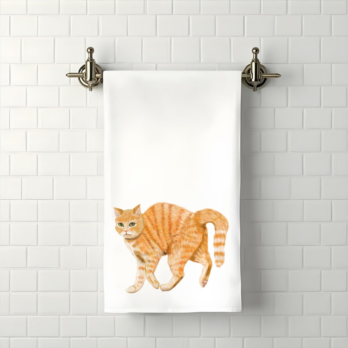 Orange Tabby Cat Bathroom Towel - MerikaArt