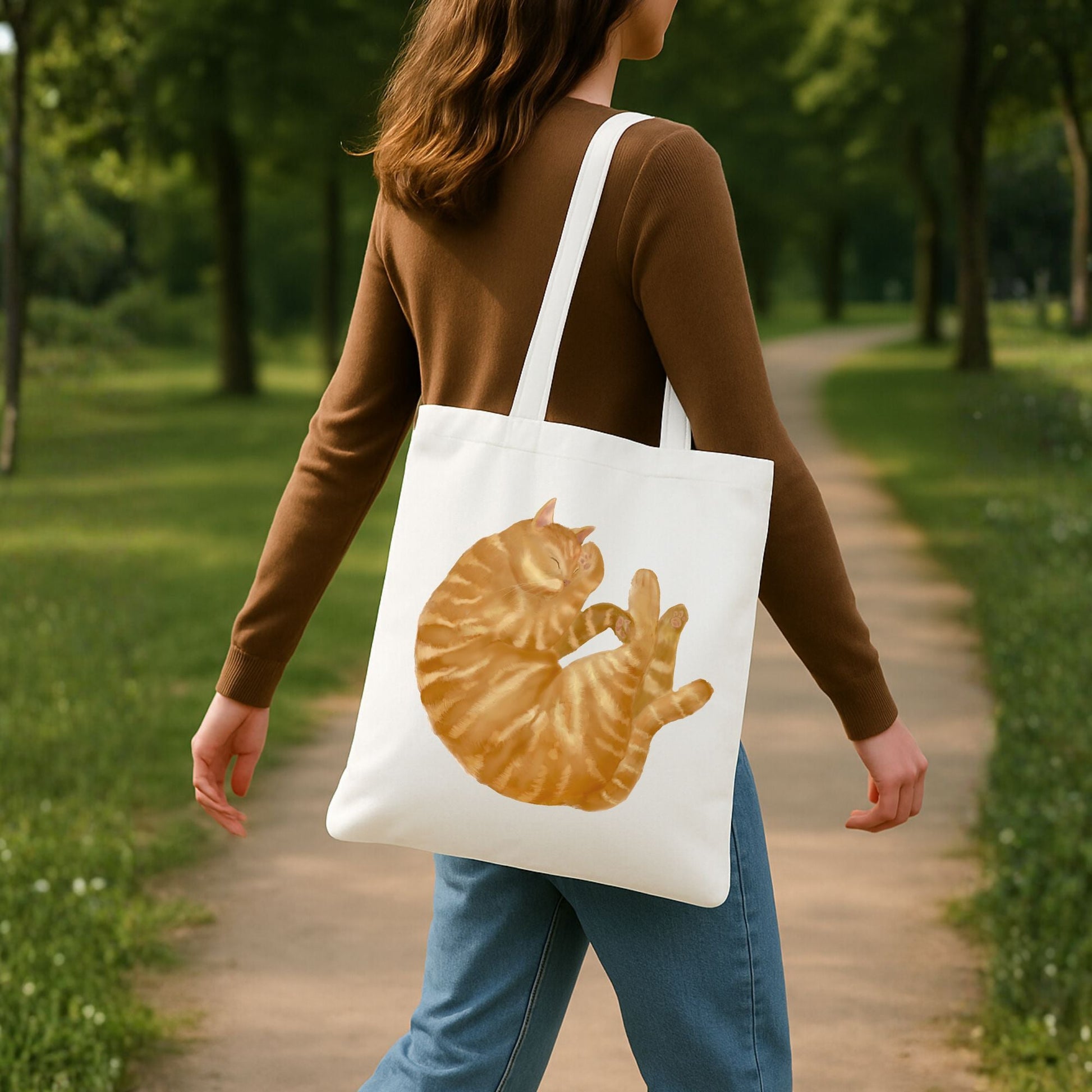 Orange Tabby Cat Canvas Tote Bag - MerikaArt