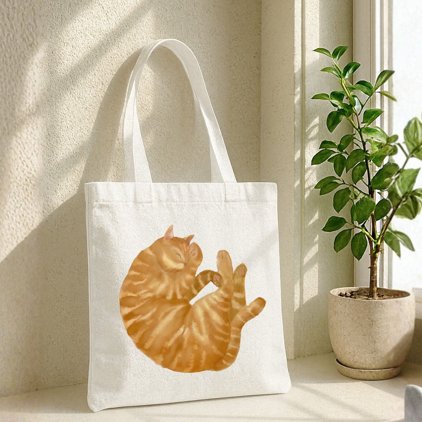 Orange Tabby Cat Canvas Tote Bag - MerikaArt