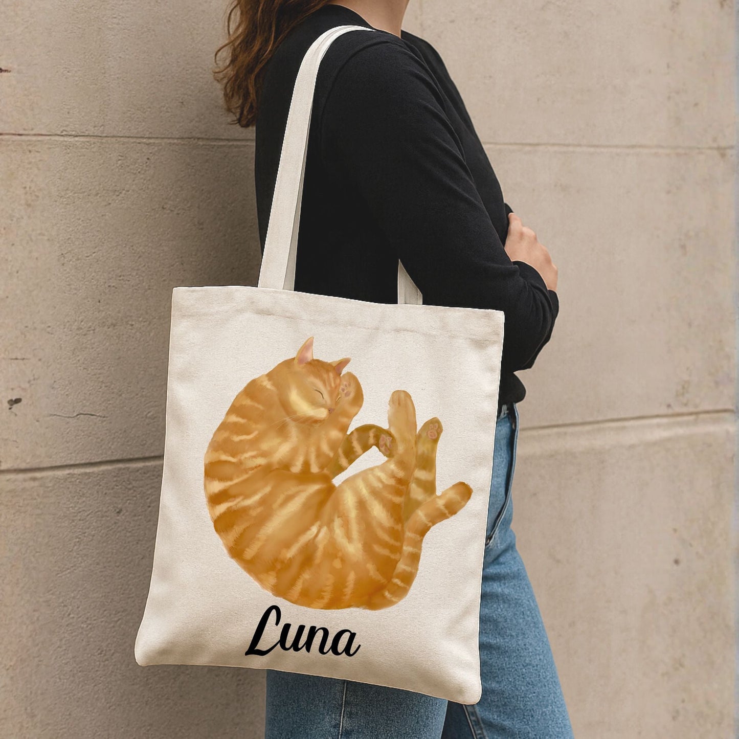 Orange Tabby Cat Canvas Tote Bag - MerikaArt