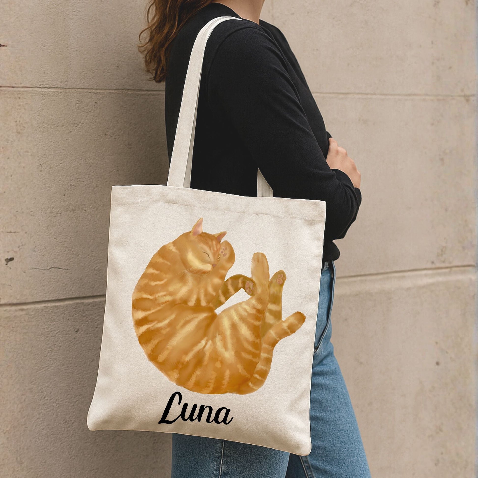 Orange Tabby Cat Canvas Tote Bag - MerikaArt