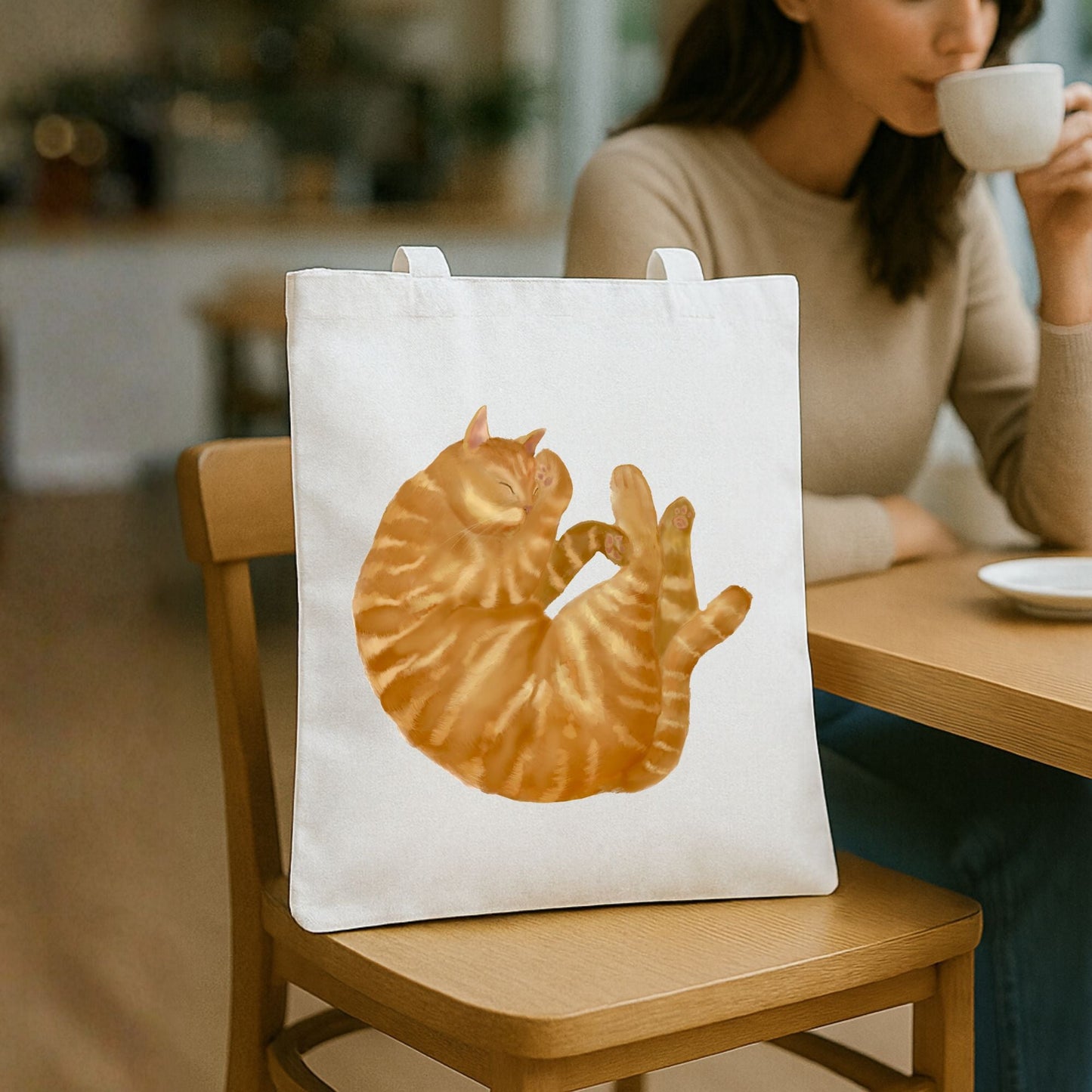 Orange Tabby Cat Canvas Tote Bag - MerikaArt