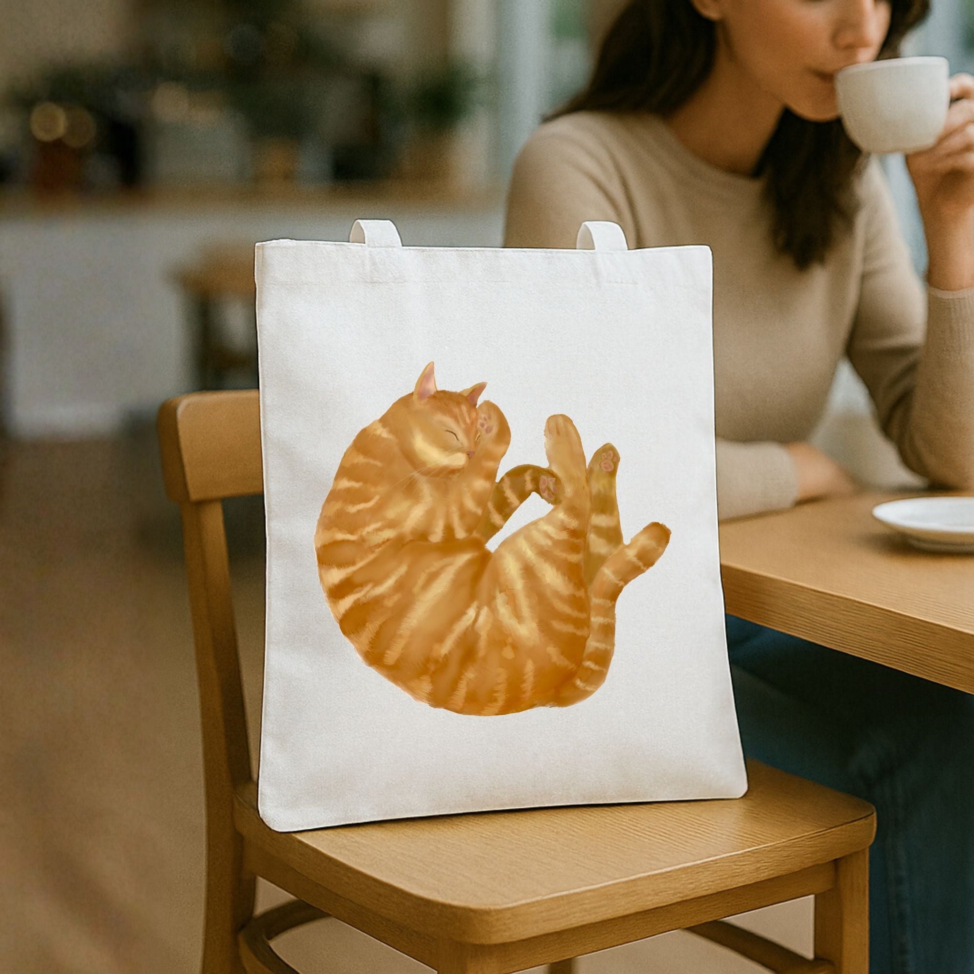 Orange Tabby Cat Canvas Tote Bag - MerikaArt