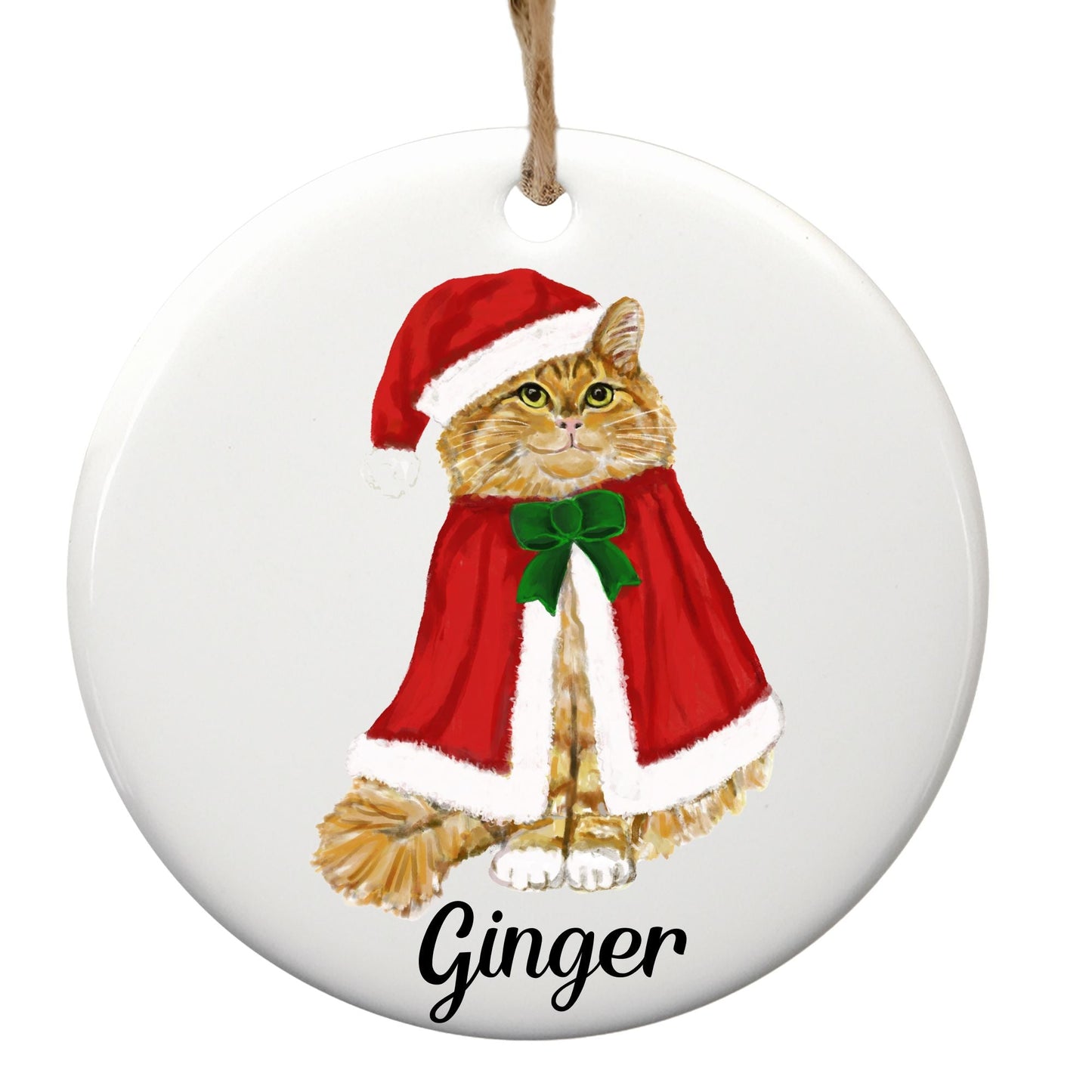 Orange Tabby Cat Christmas Ornament - MerikaArt