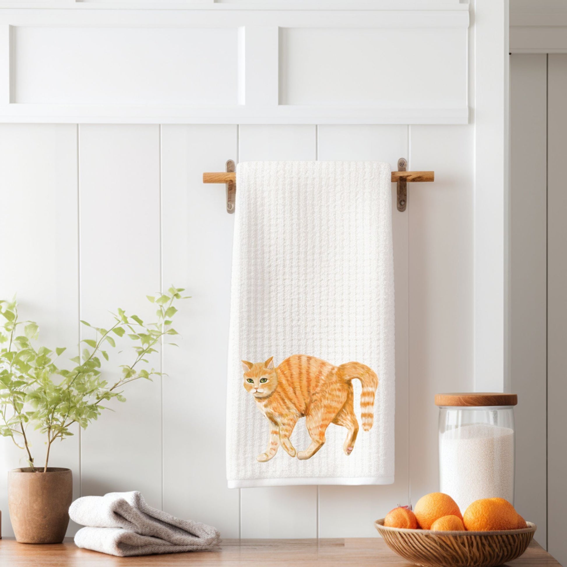 Orange Tabby Cat Kitchen Towel - MerikaArt