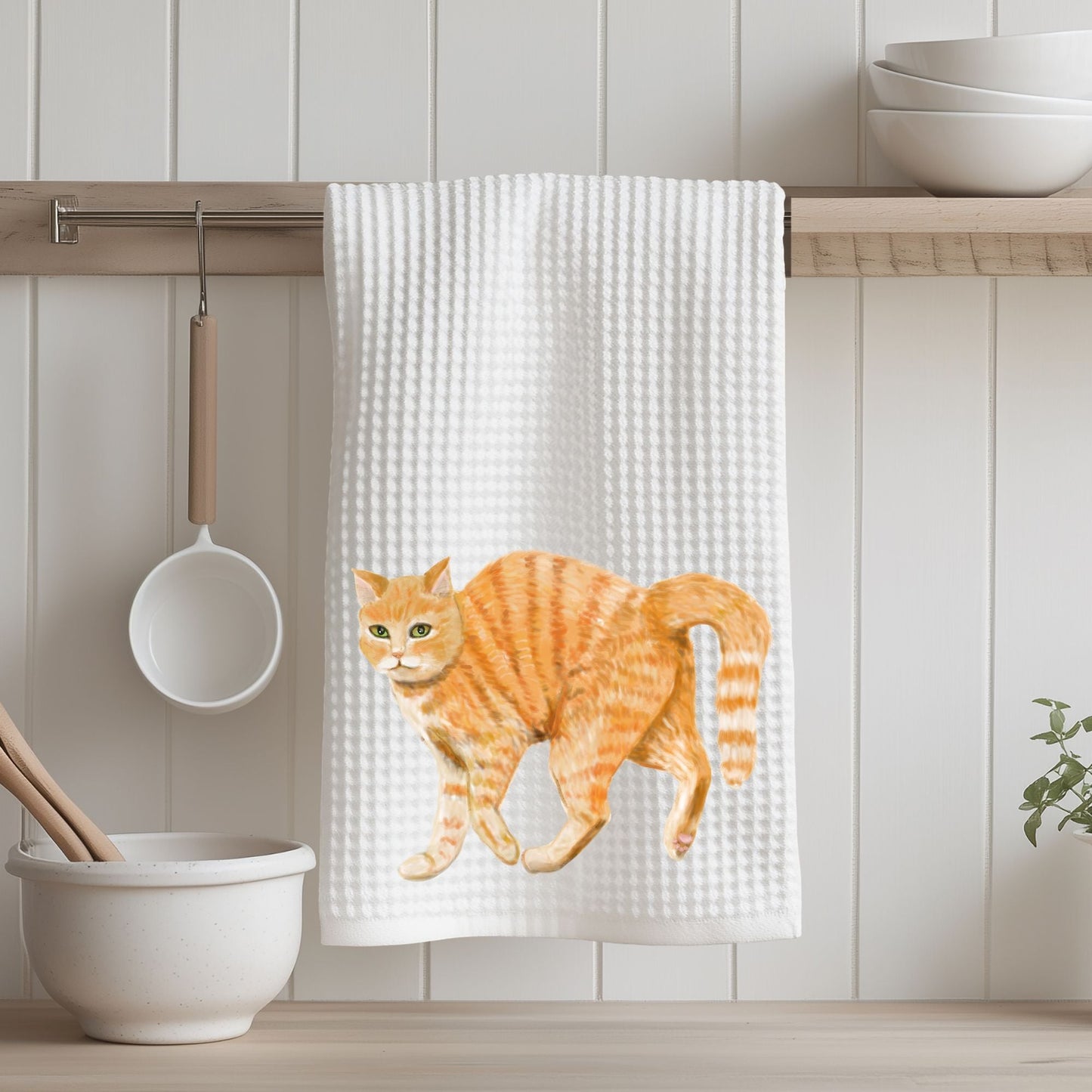 Orange Tabby Cat Kitchen Towel - MerikaArt