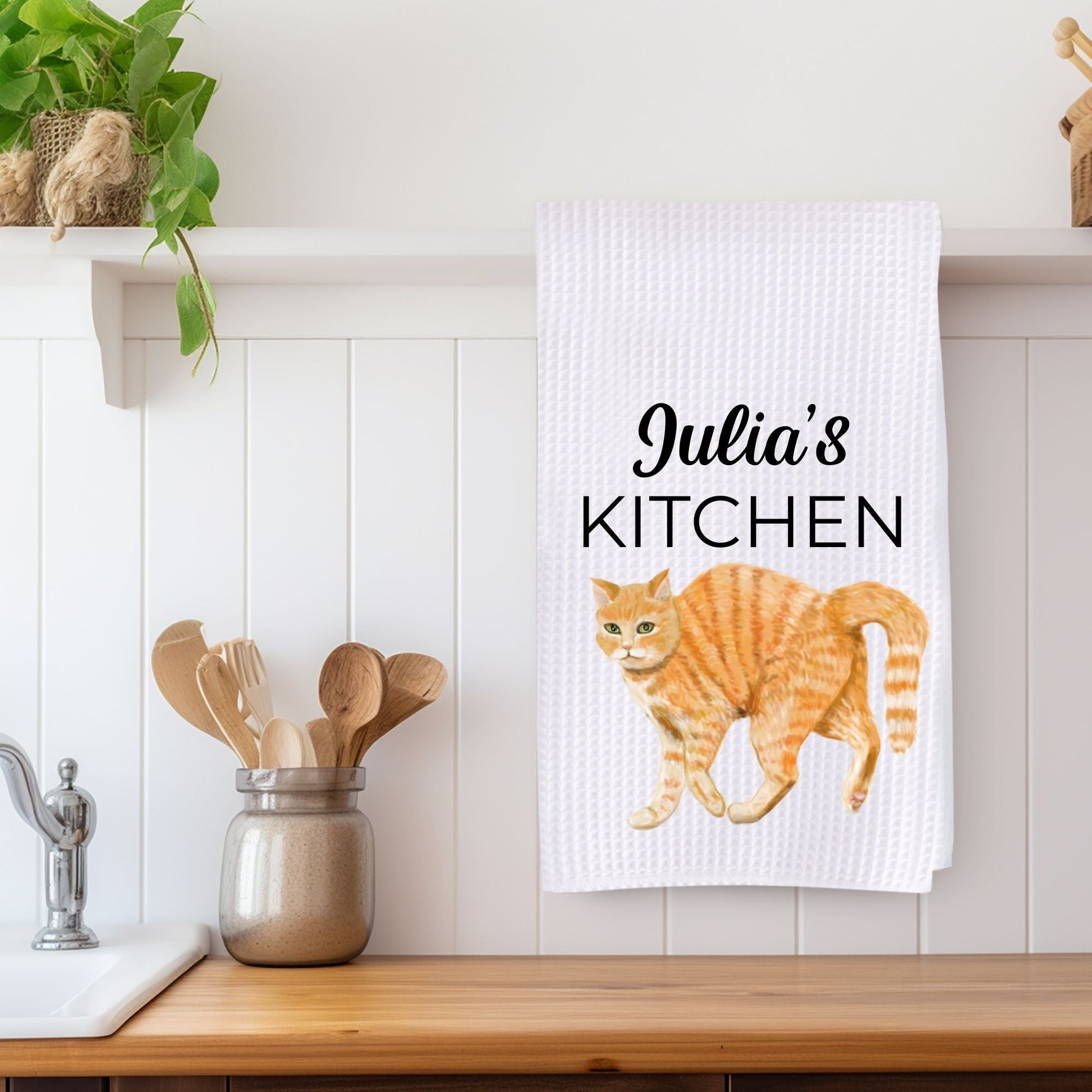 Orange Tabby Cat Kitchen Towel - MerikaArt