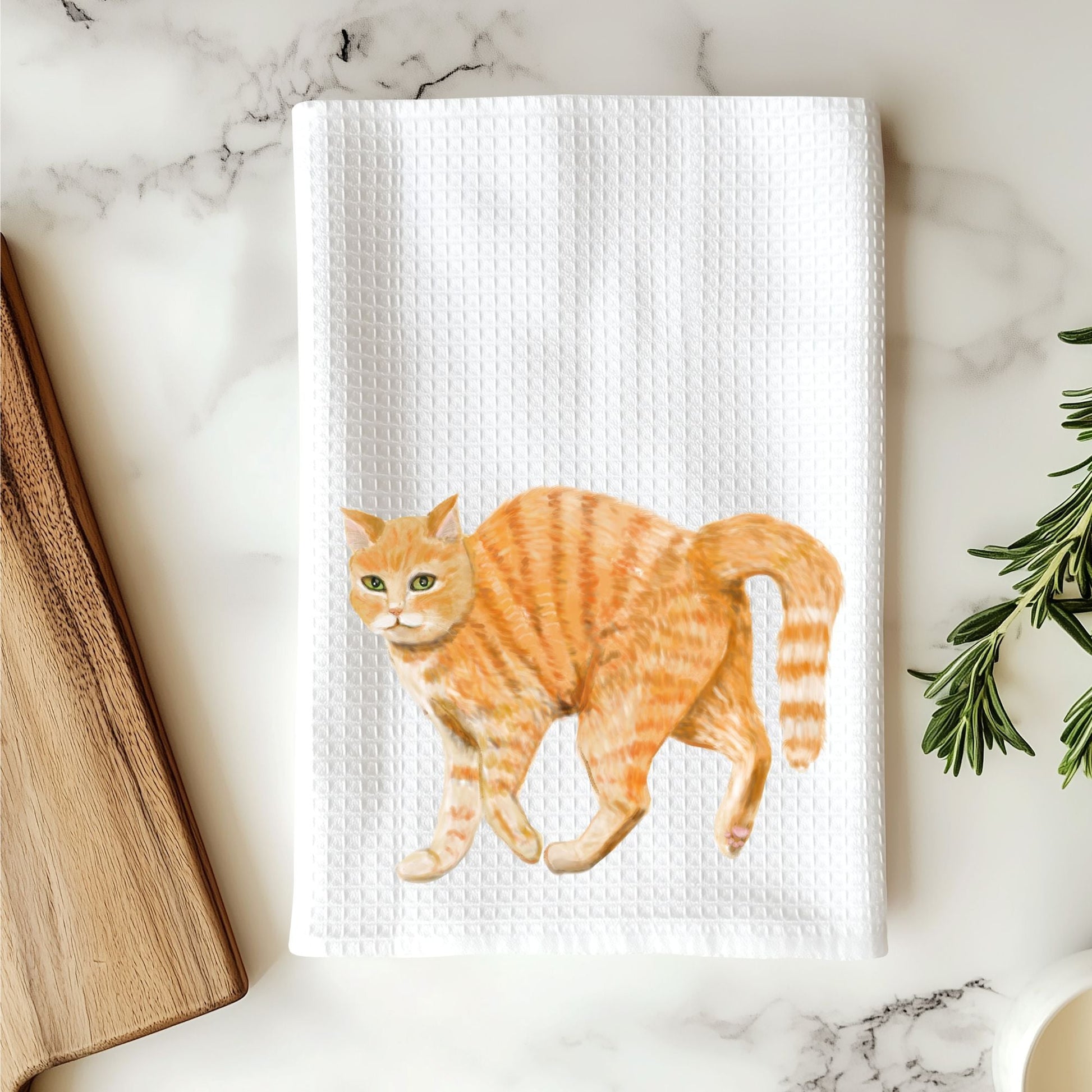 Orange Tabby Cat Kitchen Towel - MerikaArt