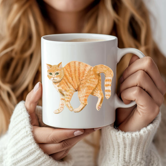 Orange Tabby Cat Mug - MerikaArt