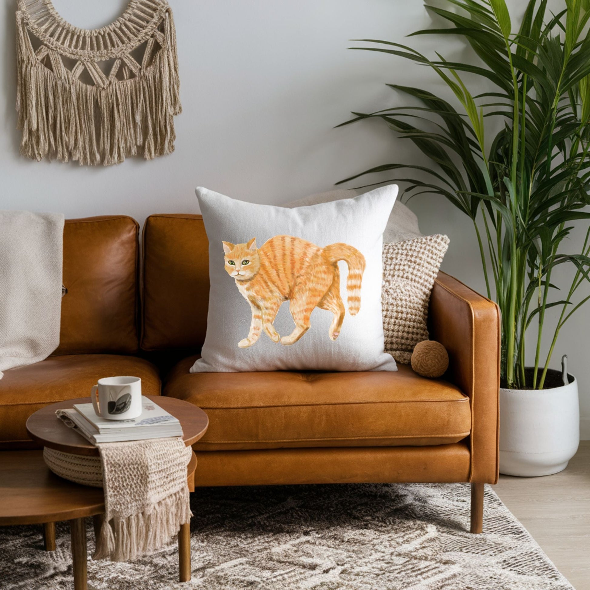 Orange Tabby Cat Pillow - MerikaArt