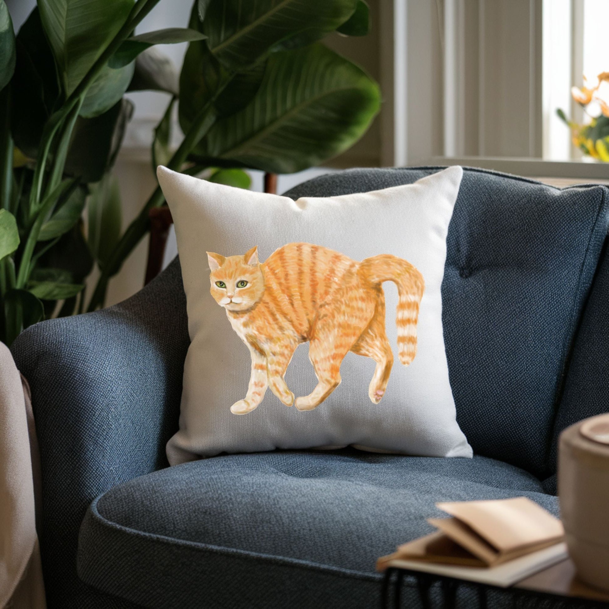 Orange Tabby Cat Pillow - MerikaArt