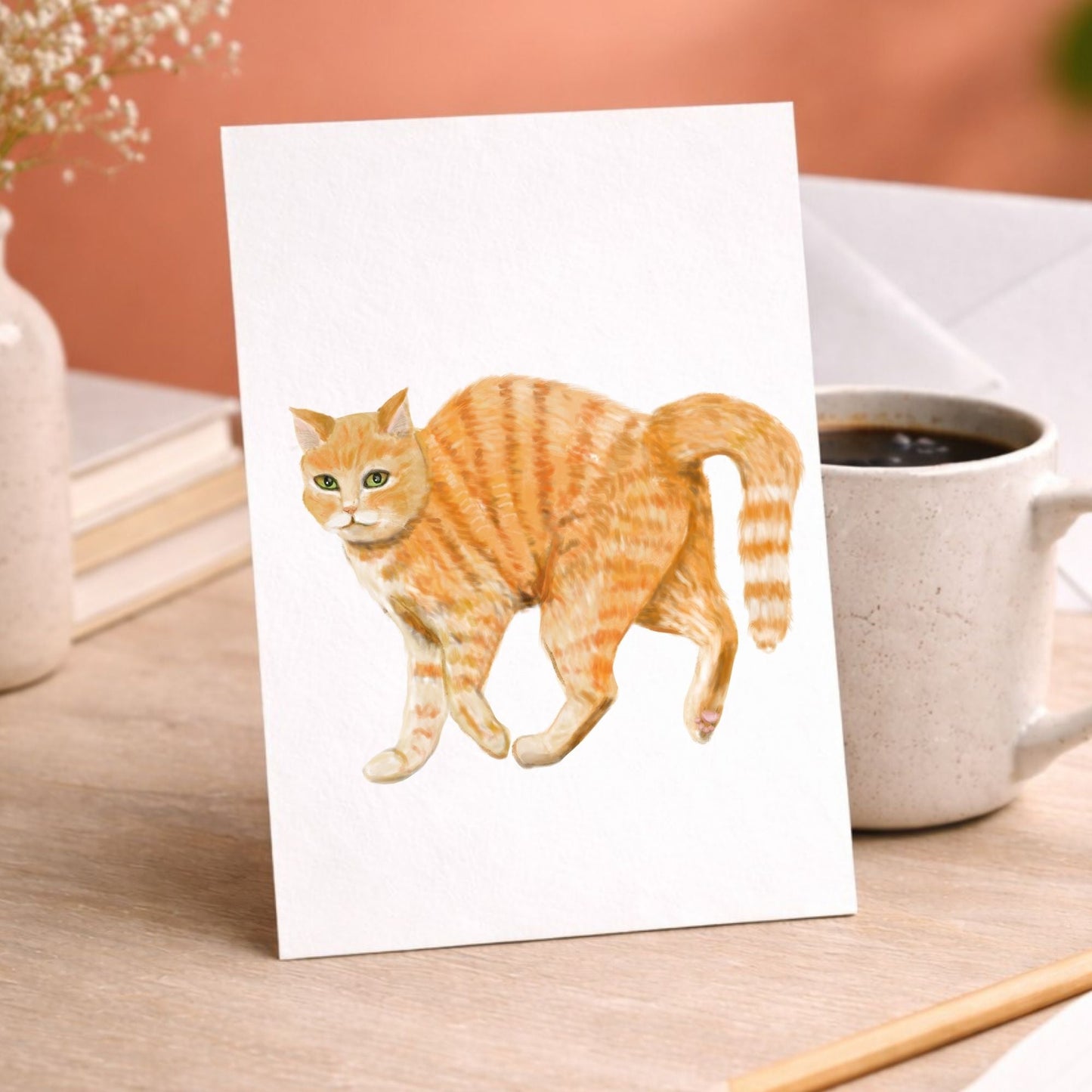 Orange Tabby Cat Postcard - MerikaArt