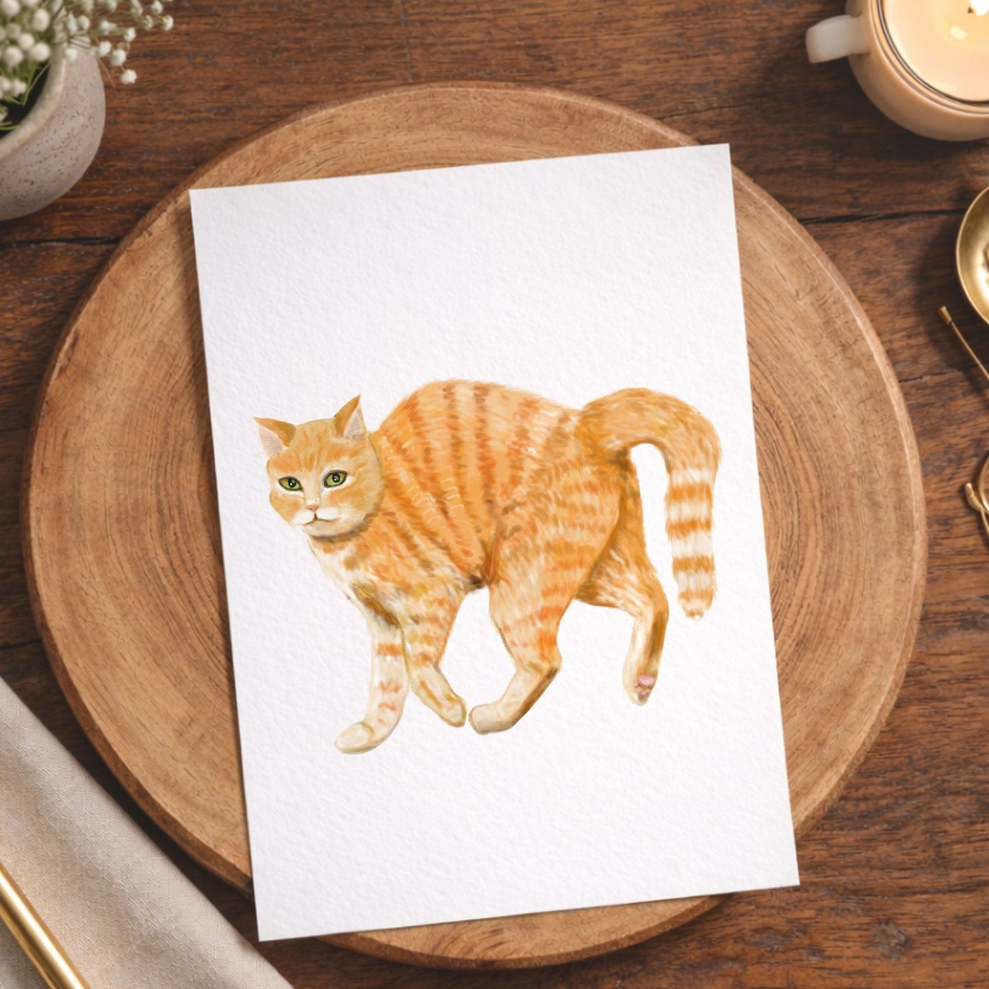 Orange Tabby Cat Postcard - MerikaArt