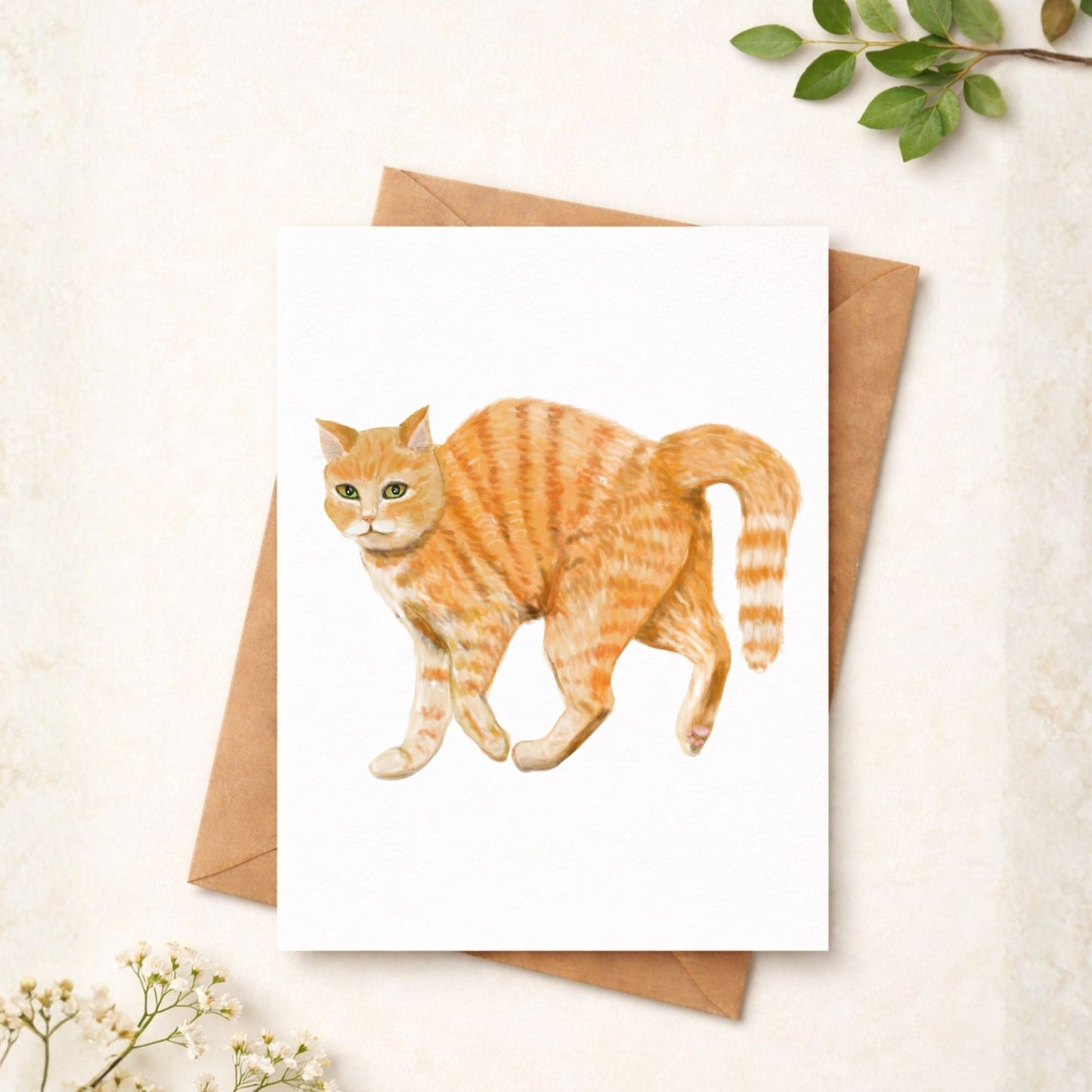 Orange Tabby Cat Postcard - MerikaArt