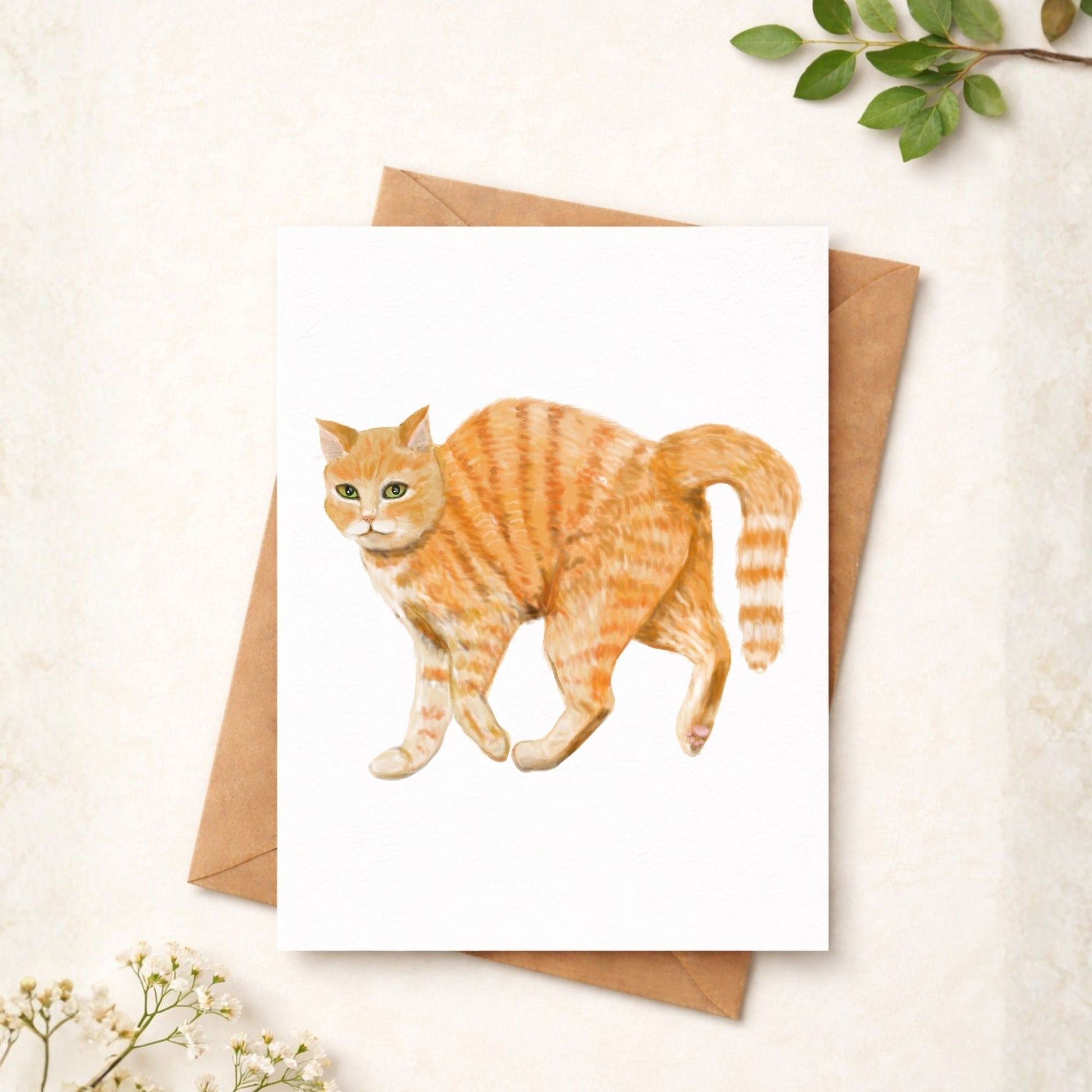 Orange Tabby Cat Postcard - MerikaArt