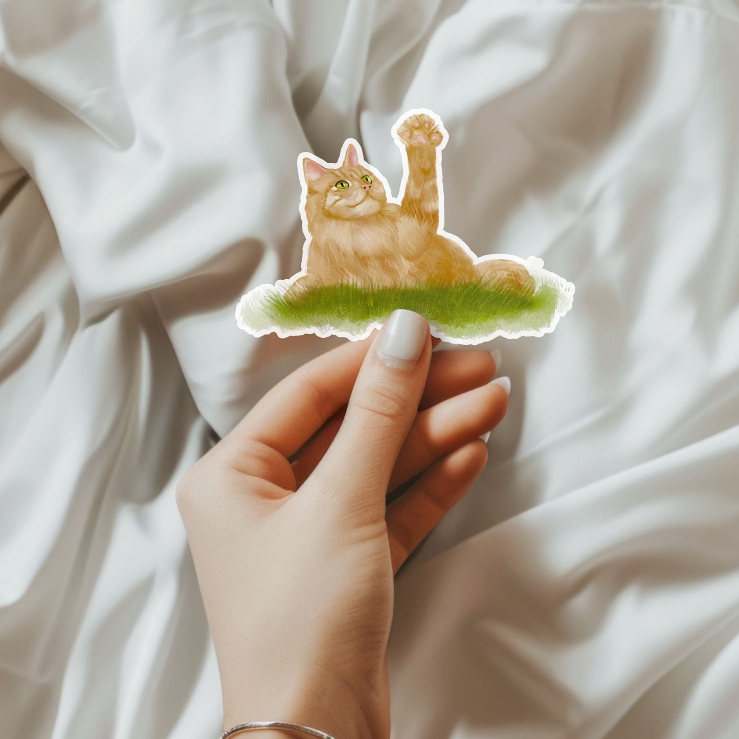 Orange Tabby Cat Sticker - MerikaArt