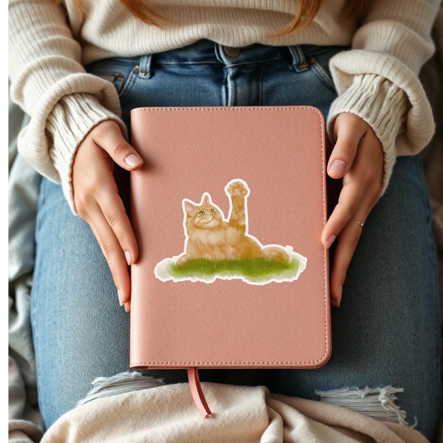 Orange Tabby Cat Sticker - MerikaArt