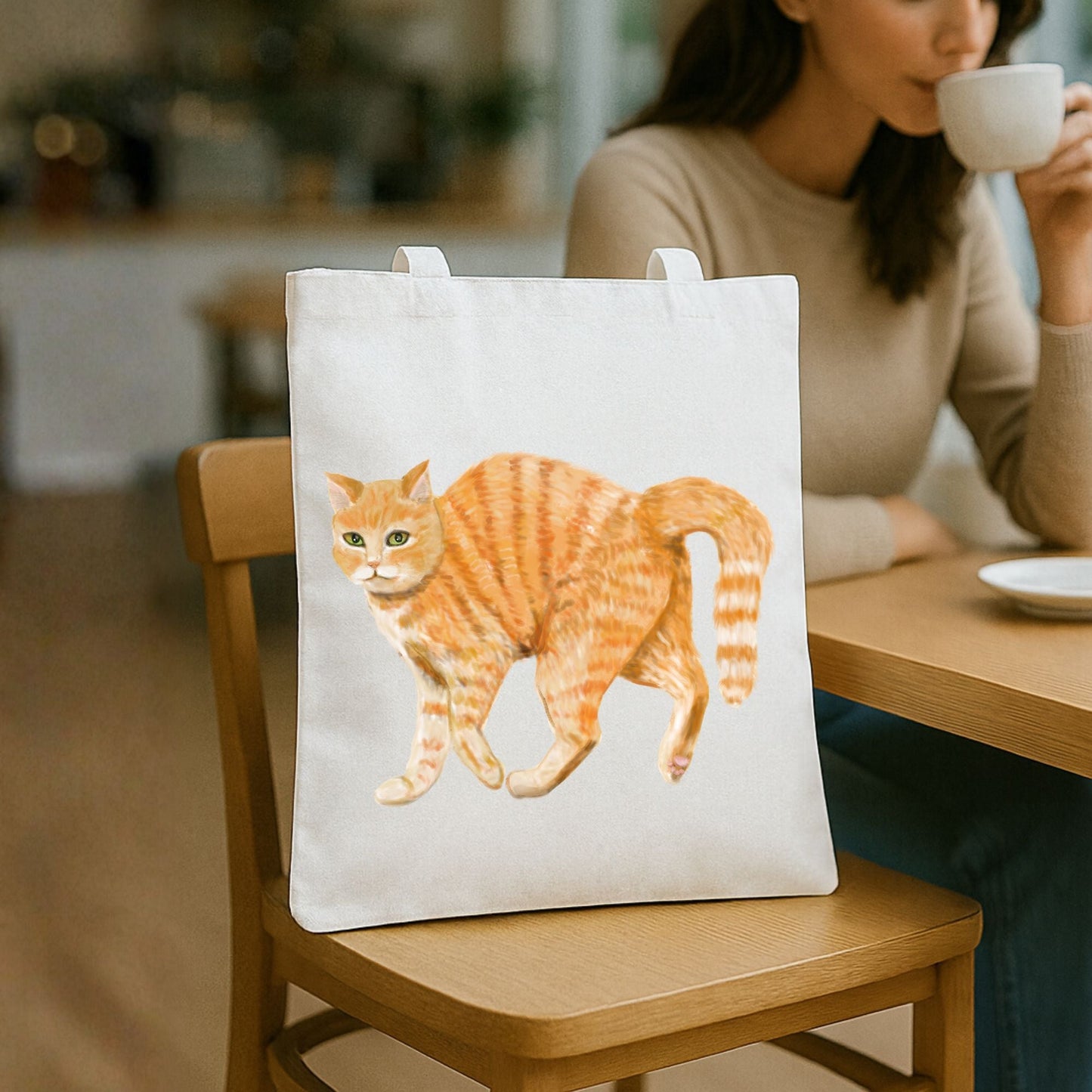 Orange Tabby Cat Tote Bag - MerikaArt