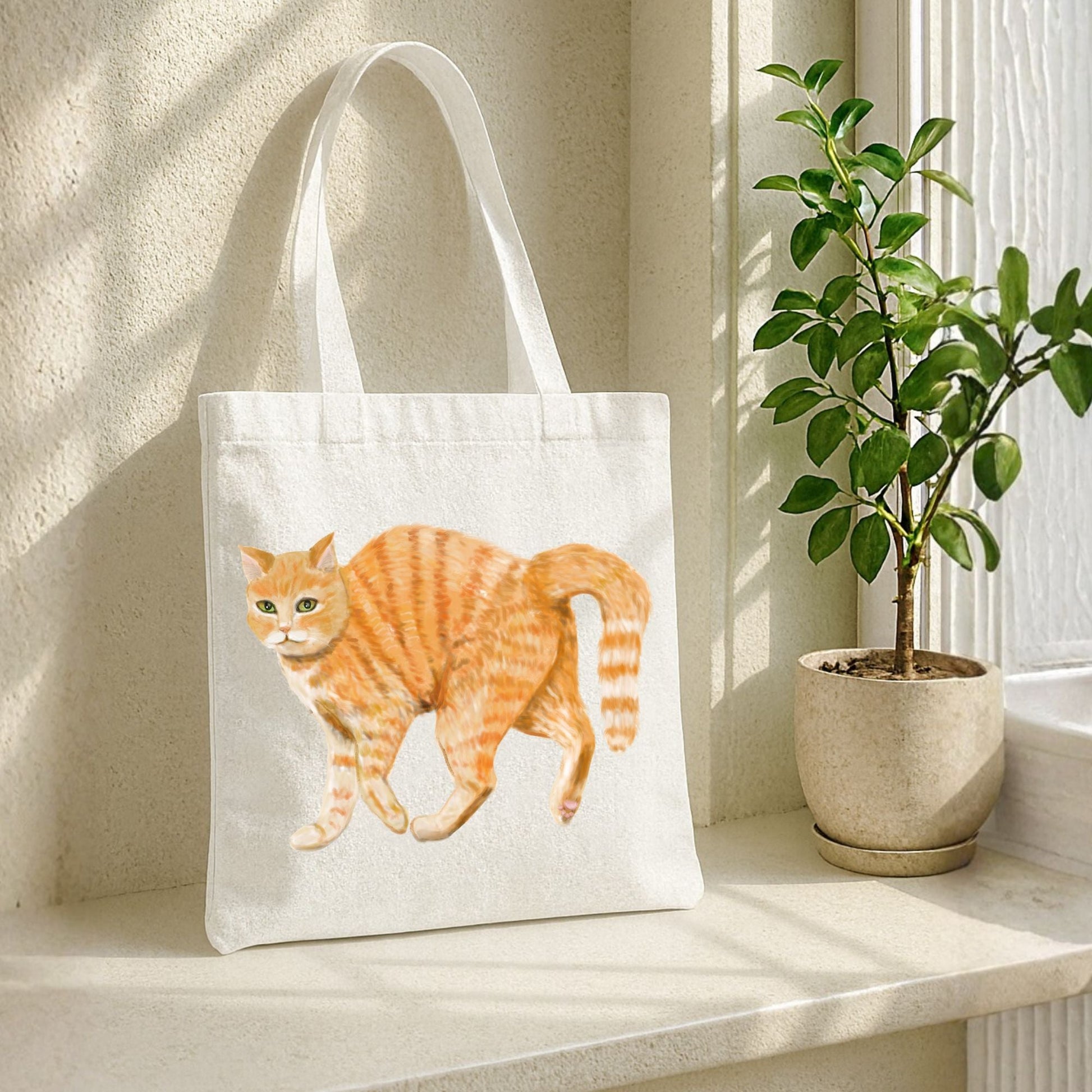 Orange Tabby Cat Tote Bag - MerikaArt
