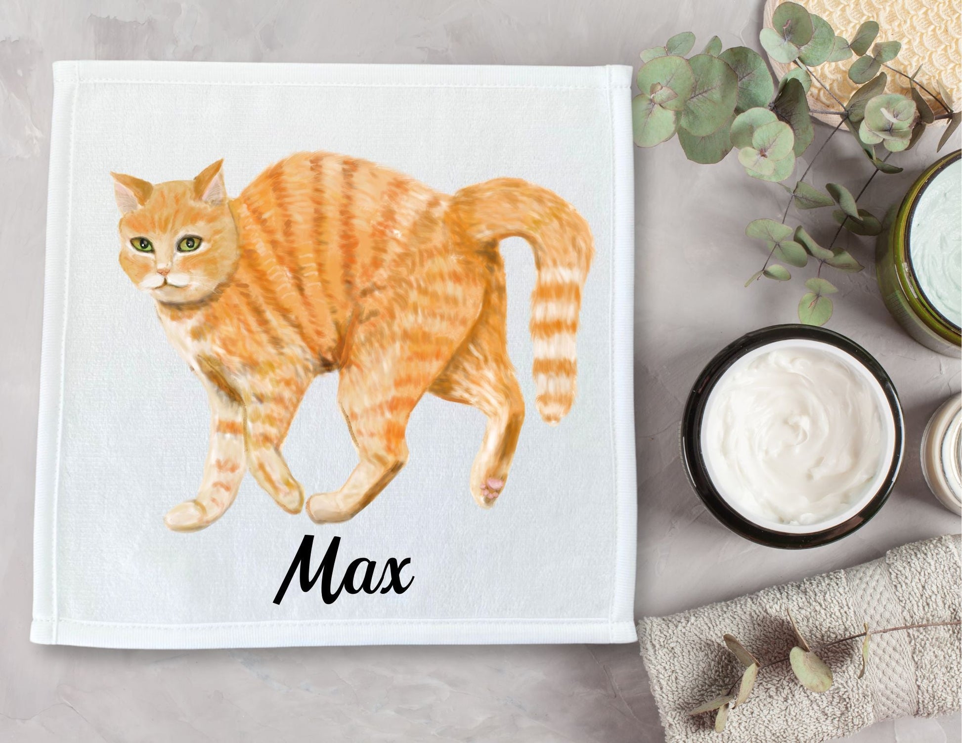 Orange Tabby Cat Washcloth - MerikaArt