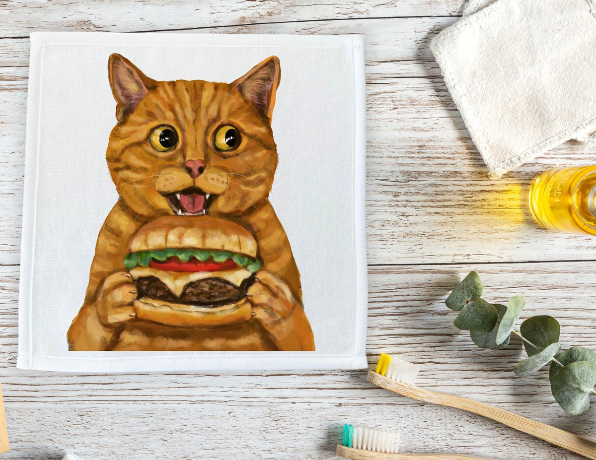 Orange Tabby Cat Washcloth - MerikaArt