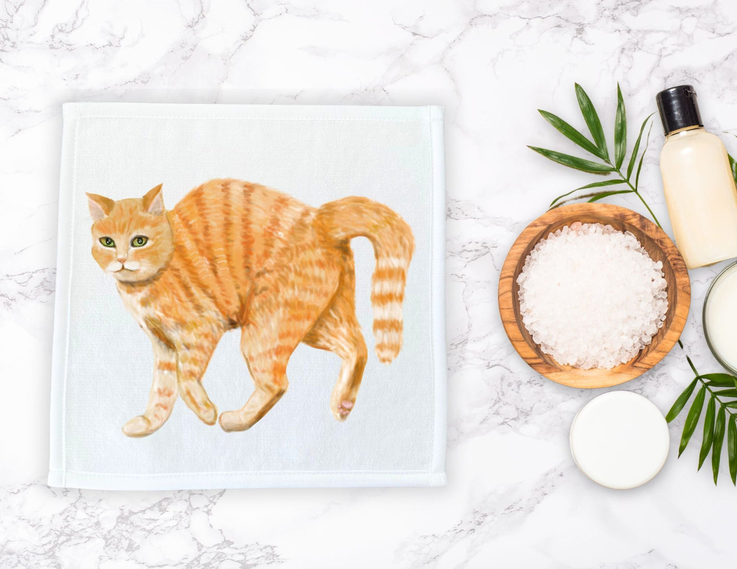 Orange Tabby Cat Washcloth - MerikaArt