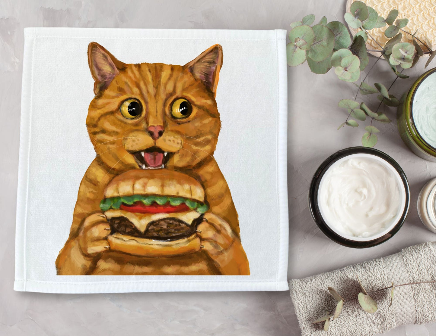 Orange Tabby Cat Washcloth - MerikaArt