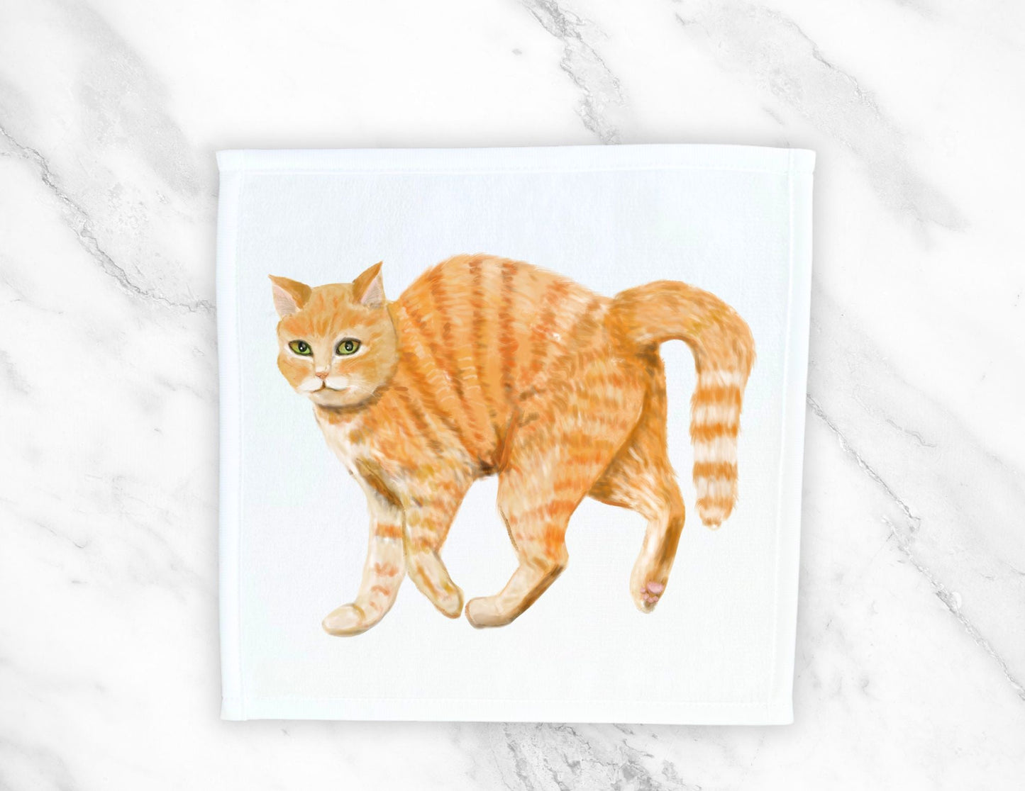 Orange Tabby Cat Washcloth - MerikaArt