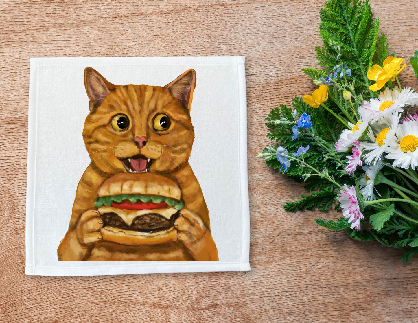 Orange Tabby Cat Washcloth - MerikaArt