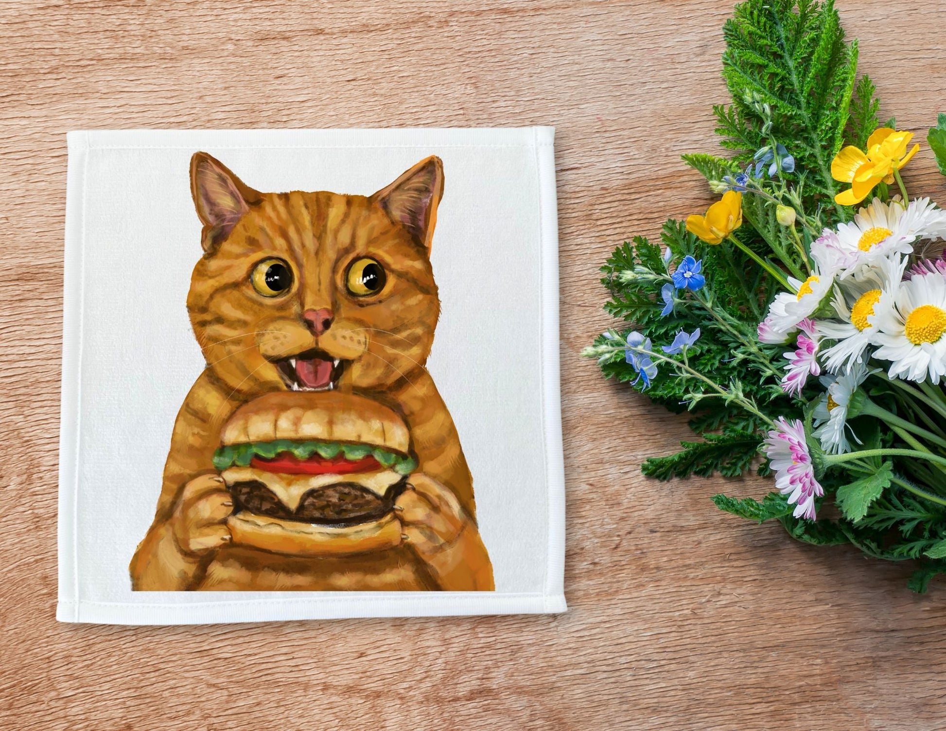 Orange Tabby Cat Washcloth - MerikaArt