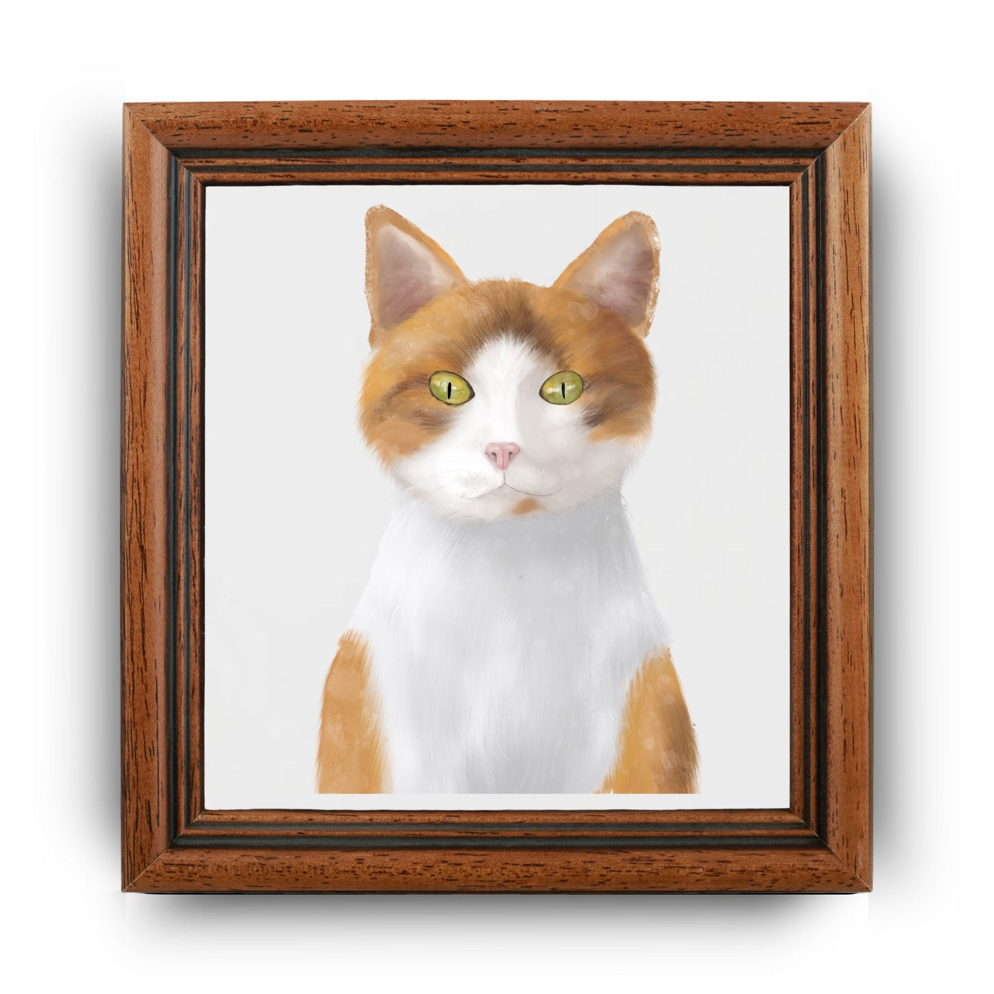 Orange & White Tabby Cat Ceramic Tile - MerikaArt