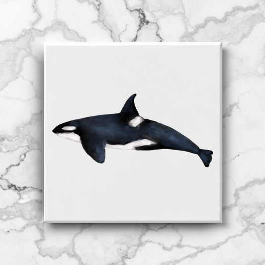 Orca Ceramic Tile – Handcrafted Marine Wildlife Decor - MerikaArt