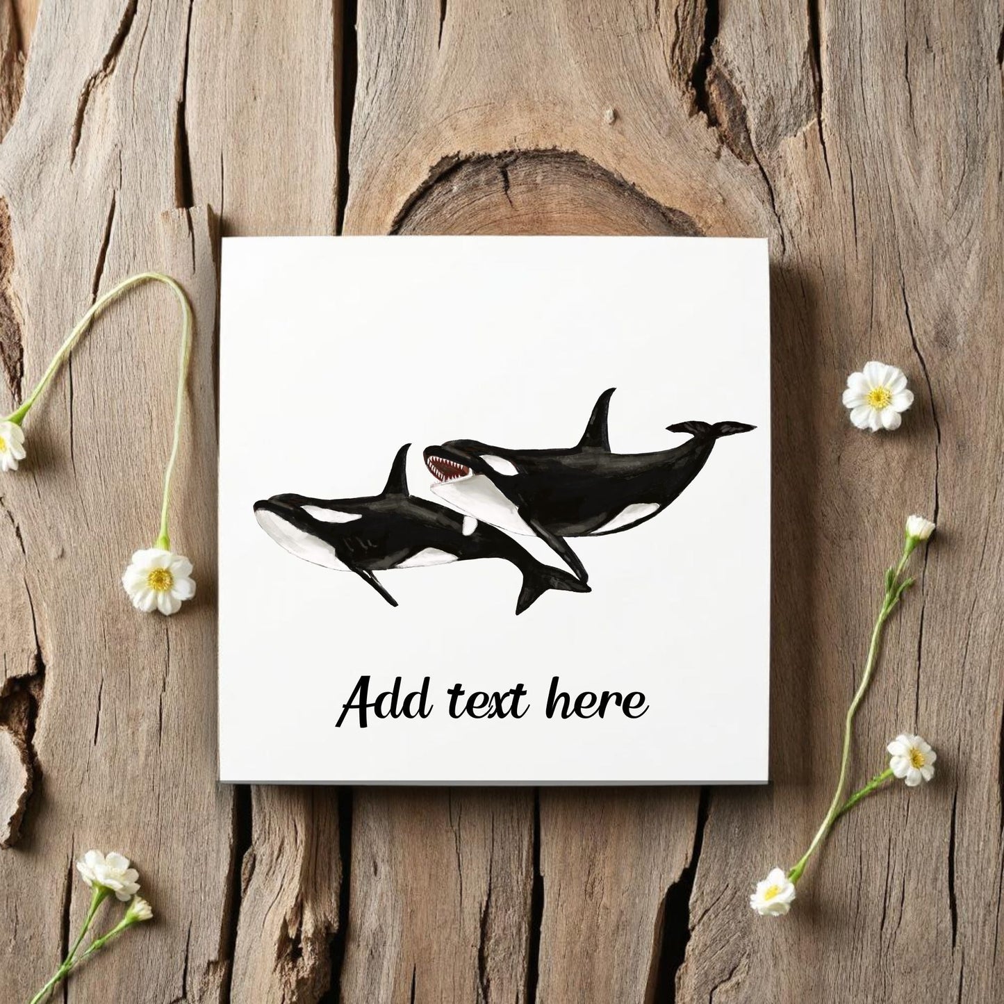 Orca Pair Ceramic Tile – Handcrafted Killer Whale Art - MerikaArt