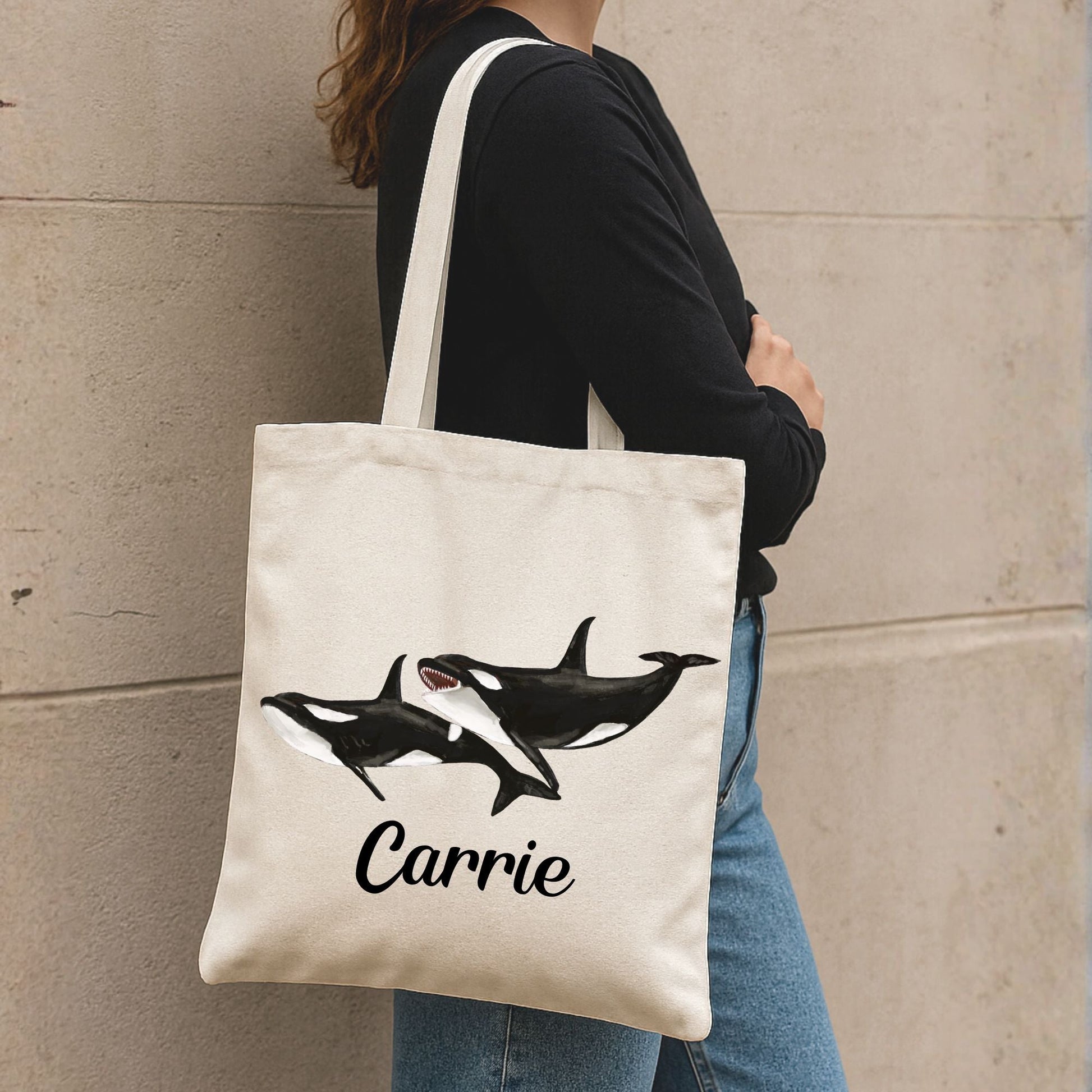 Orca Whale Canvas Tote Bag - MerikaArt
