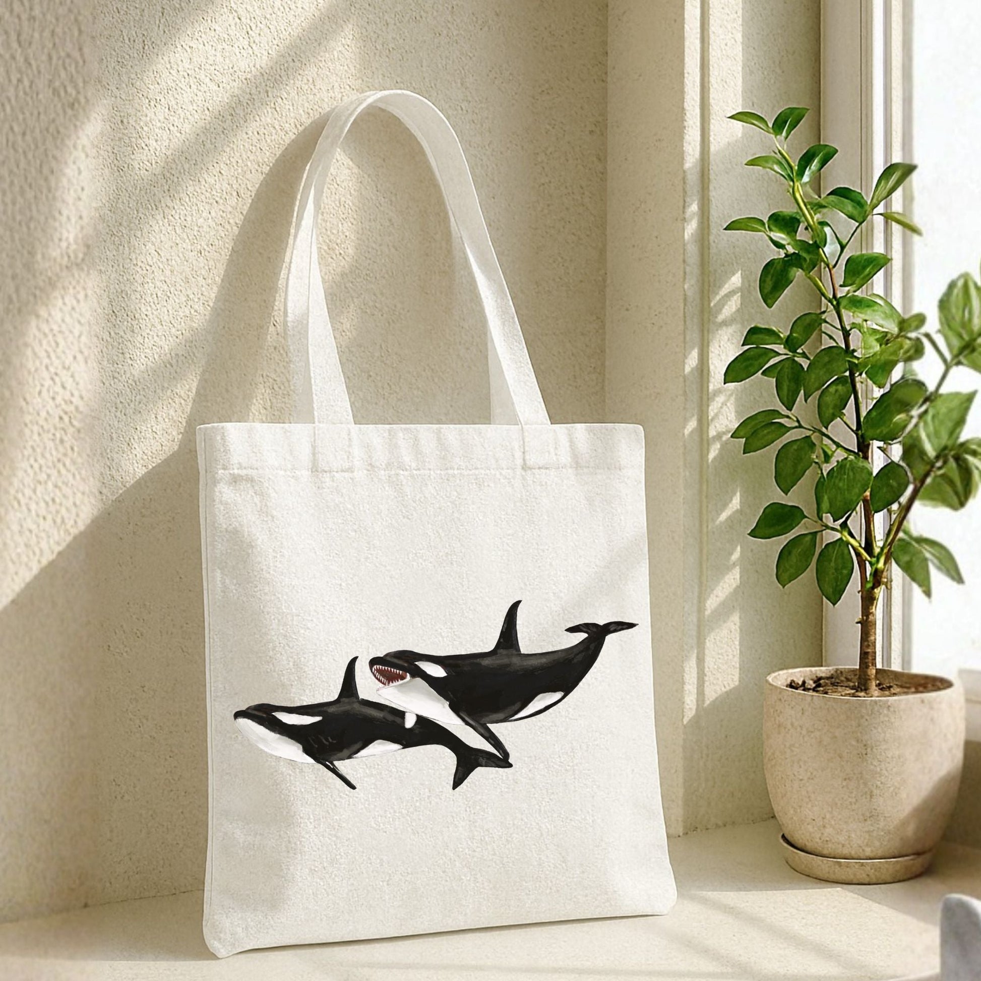 Orca Whale Canvas Tote Bag - MerikaArt