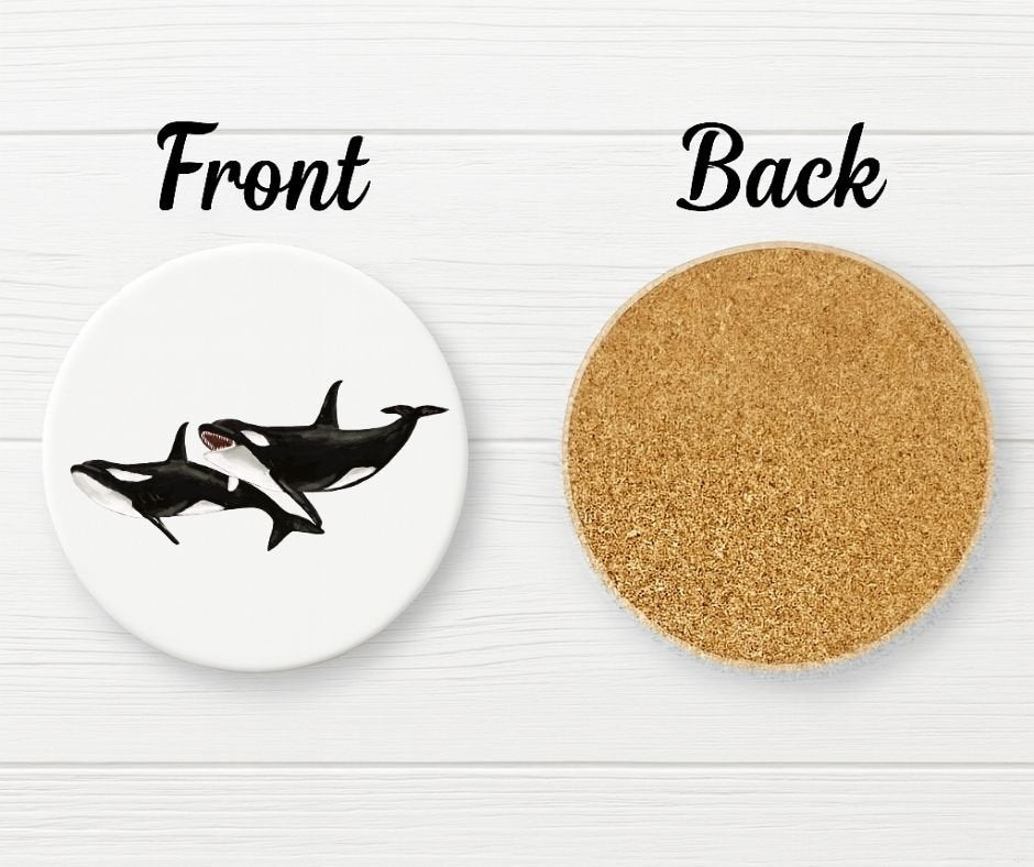 Orca Whale Ceramic Coaster - MerikaArt
