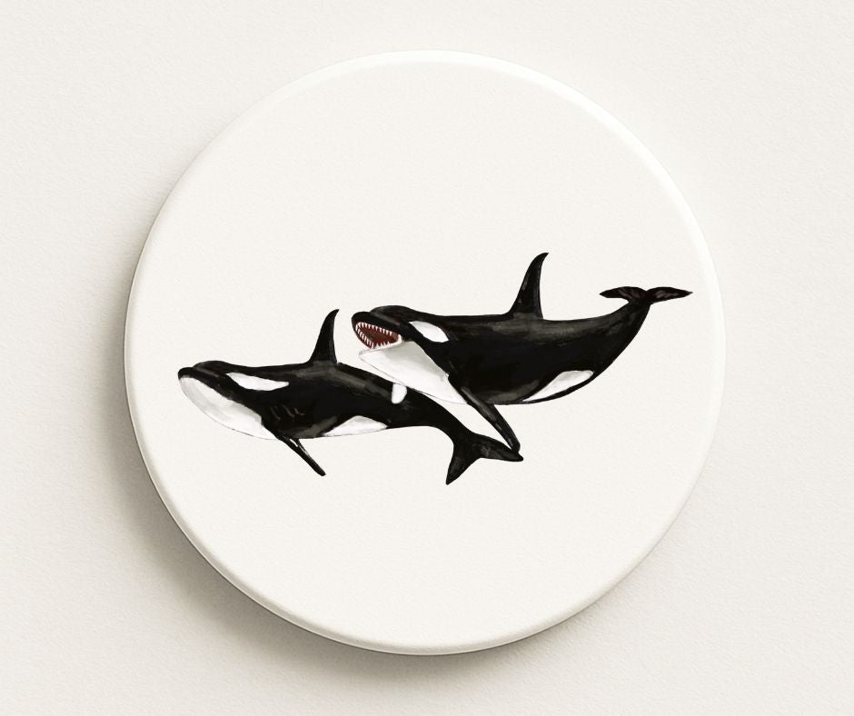 Orca Whale Ceramic Coaster - MerikaArt