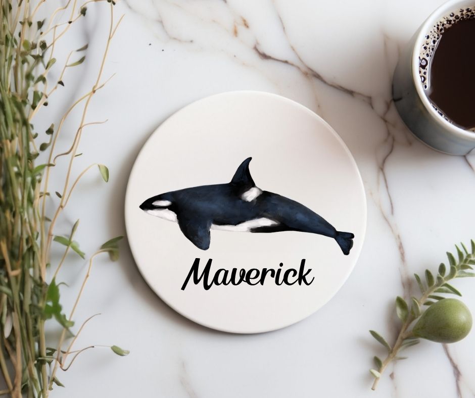 Orca Whale Ceramic Coaster - MerikaArt