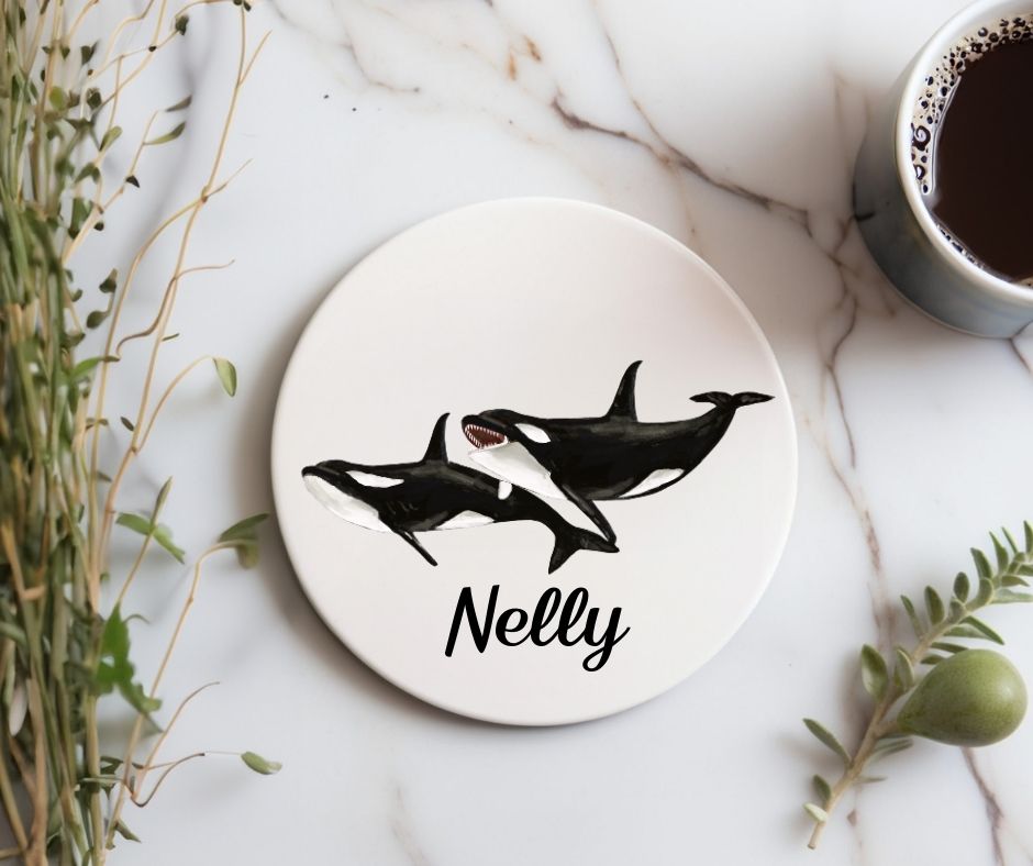 Orca Whale Ceramic Coaster - MerikaArt