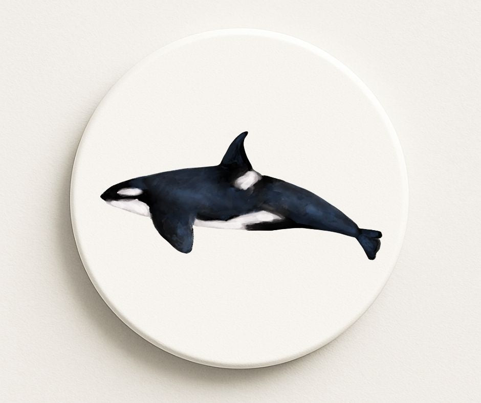 Orca Whale Ceramic Coaster - MerikaArt