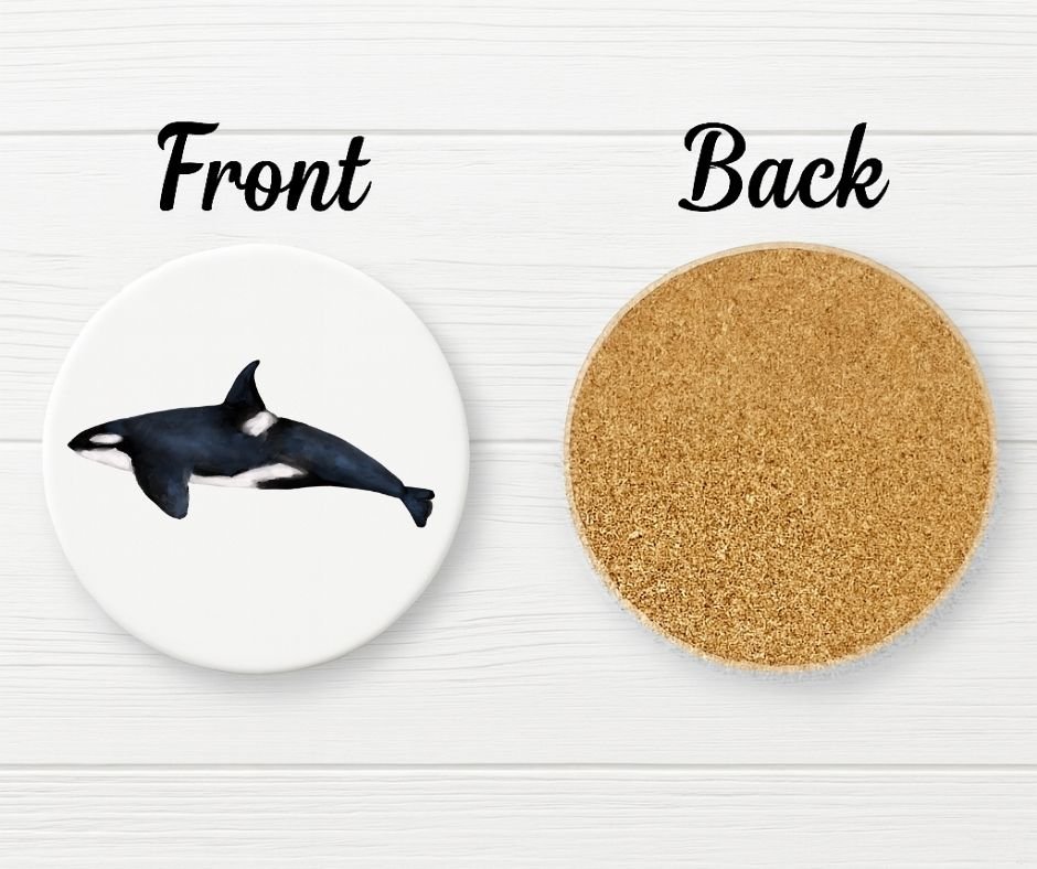 Orca Whale Ceramic Coaster - MerikaArt