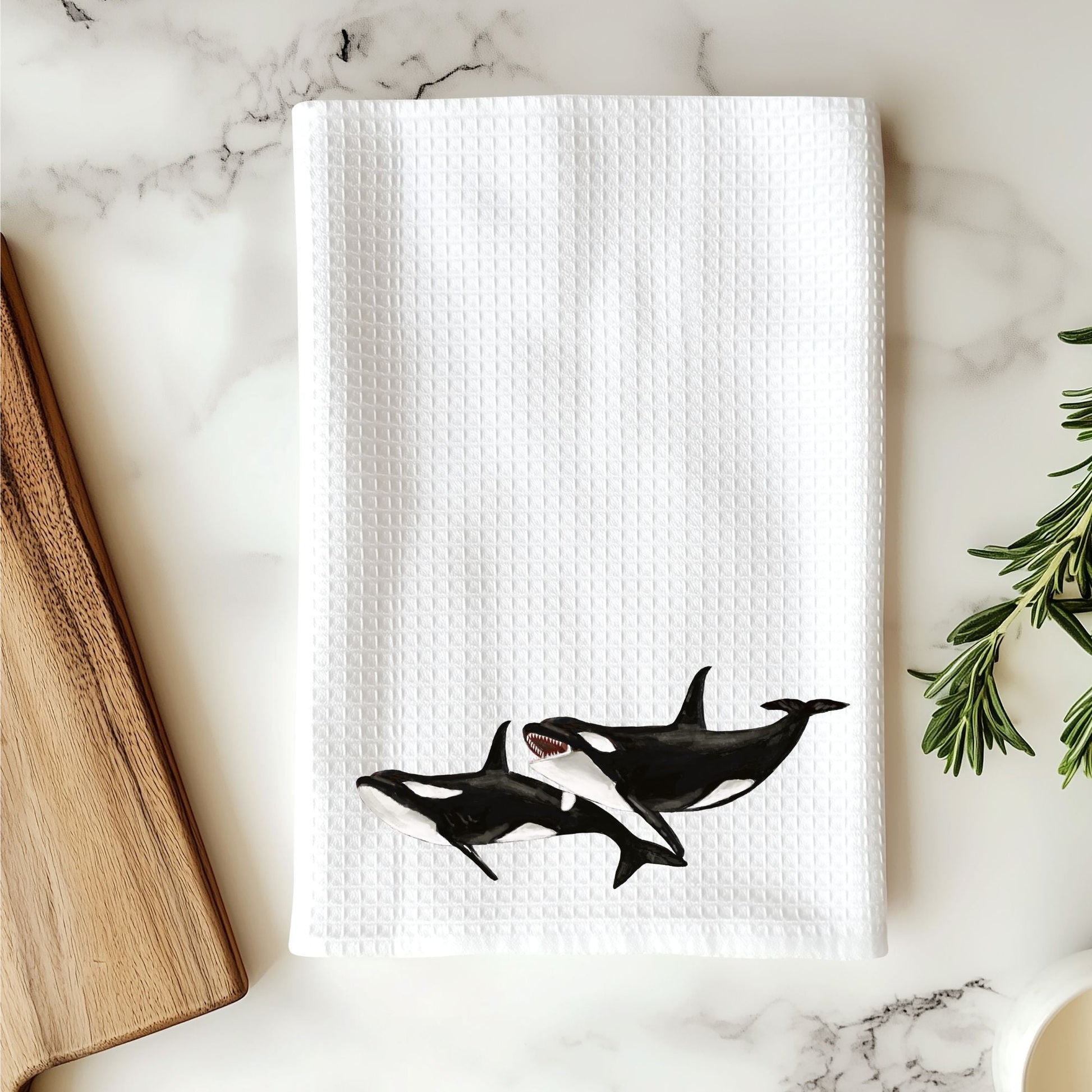 Orca Whale Kitchen Towel - MerikaArt