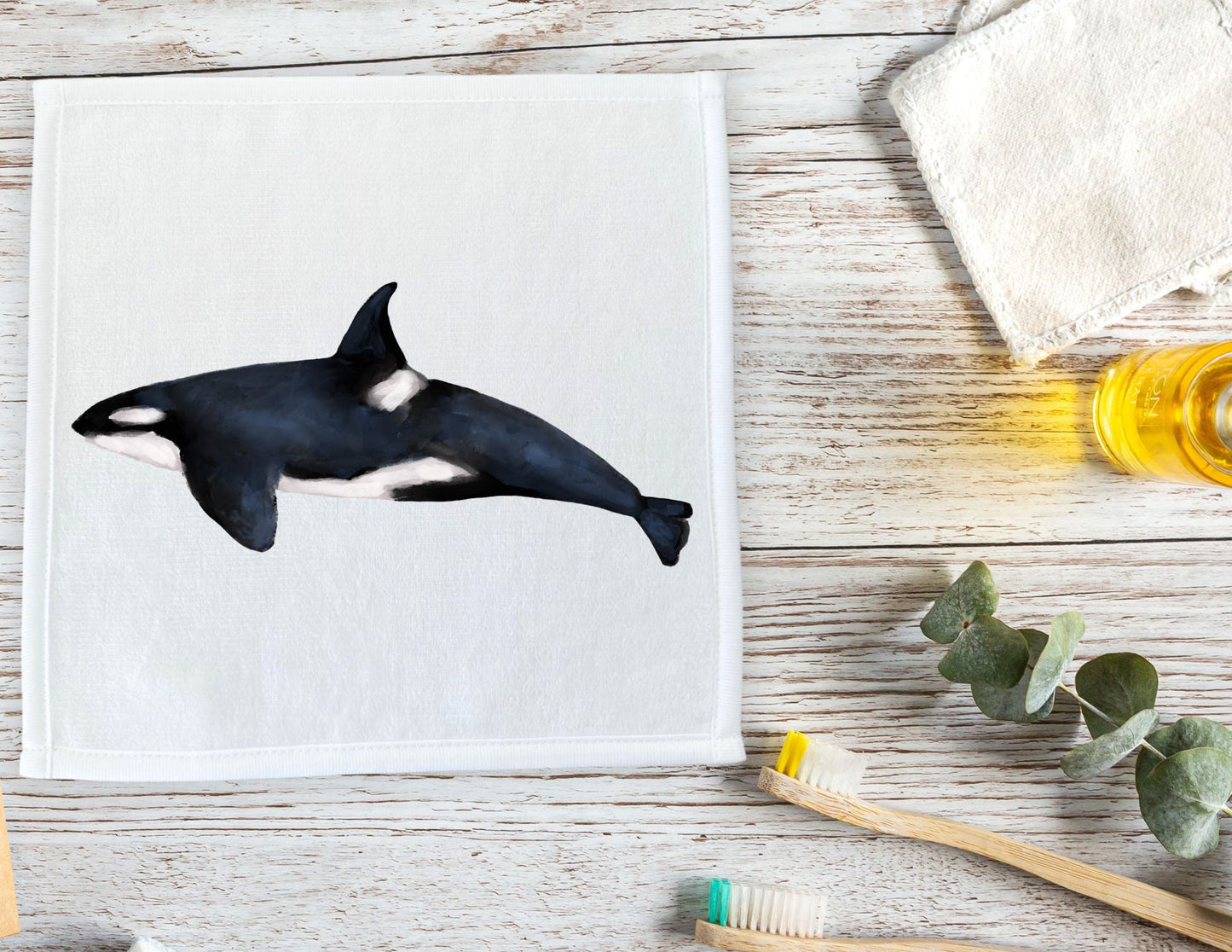 Orca Whale Washcloth - MerikaArt