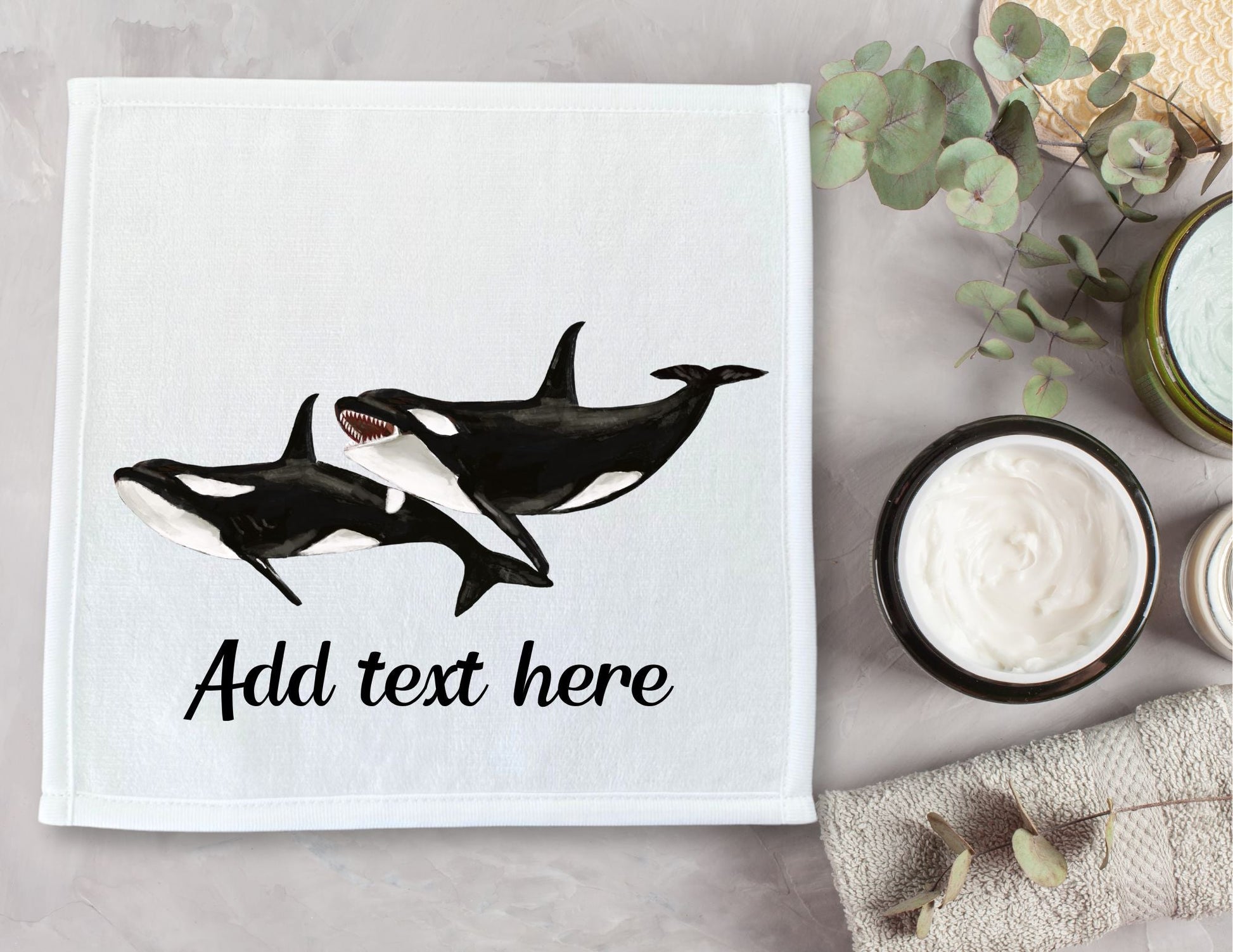Orca Whale Washcloth - MerikaArt